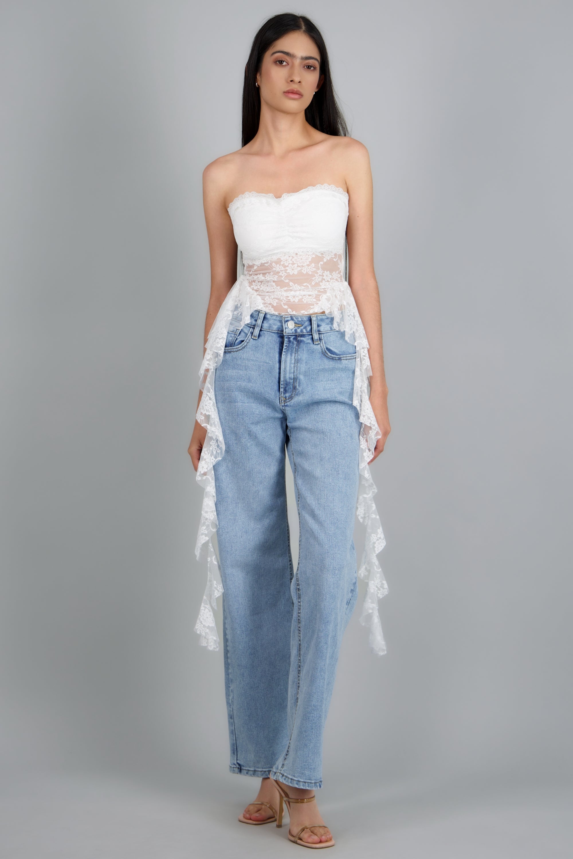 Top olanes encaje BLANCO