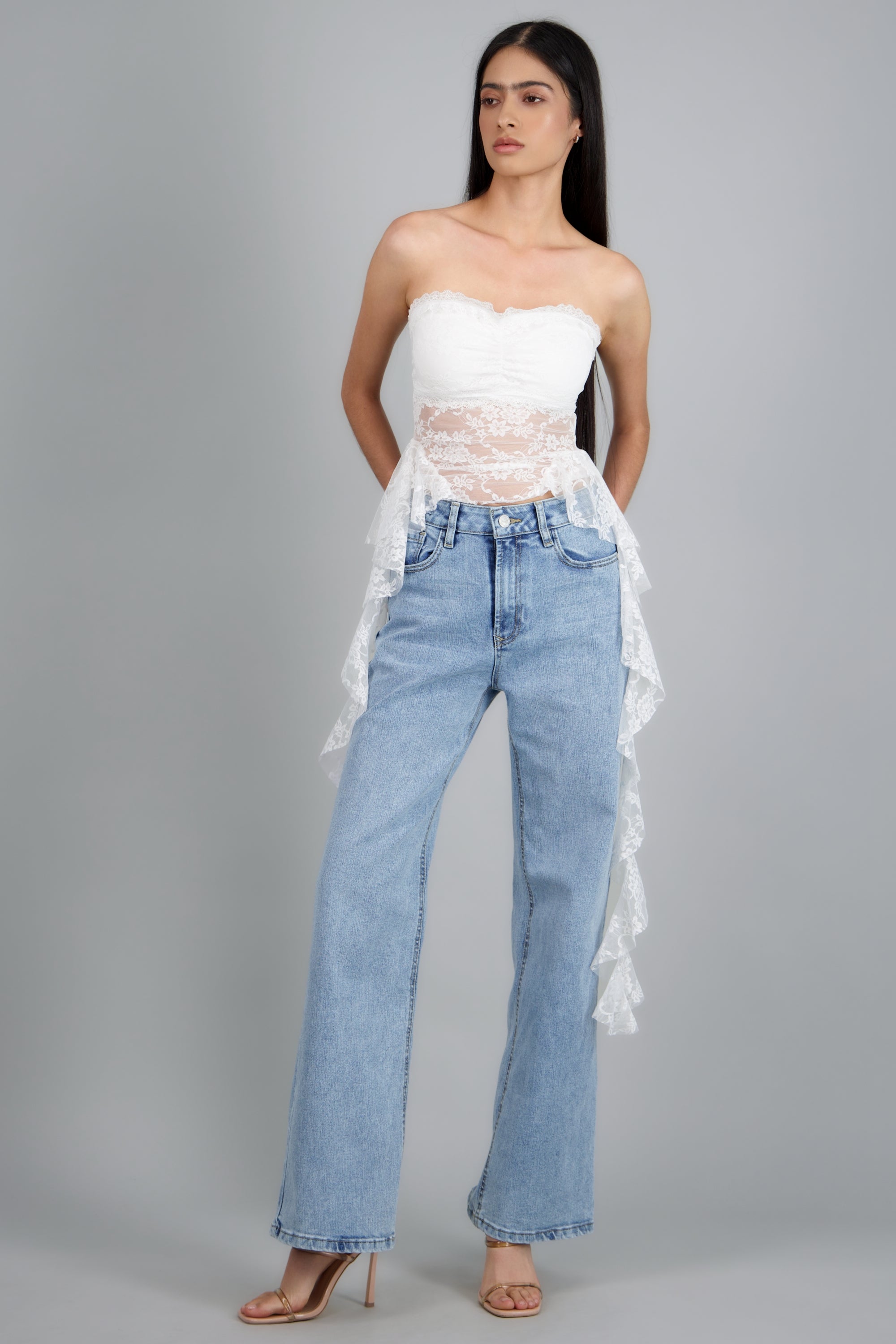 Top olanes encaje BLANCO