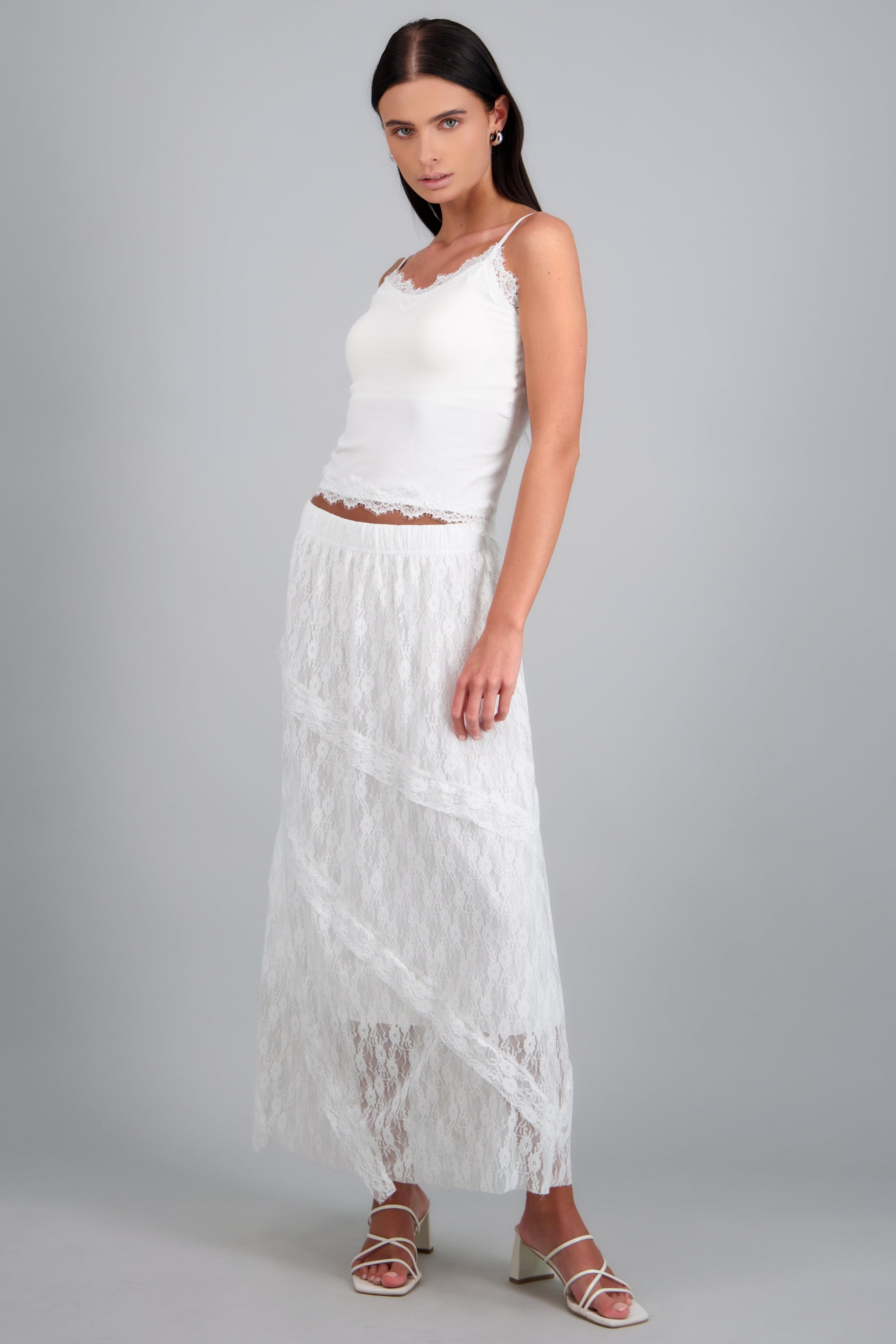 Falda maxi volantes BLANCO