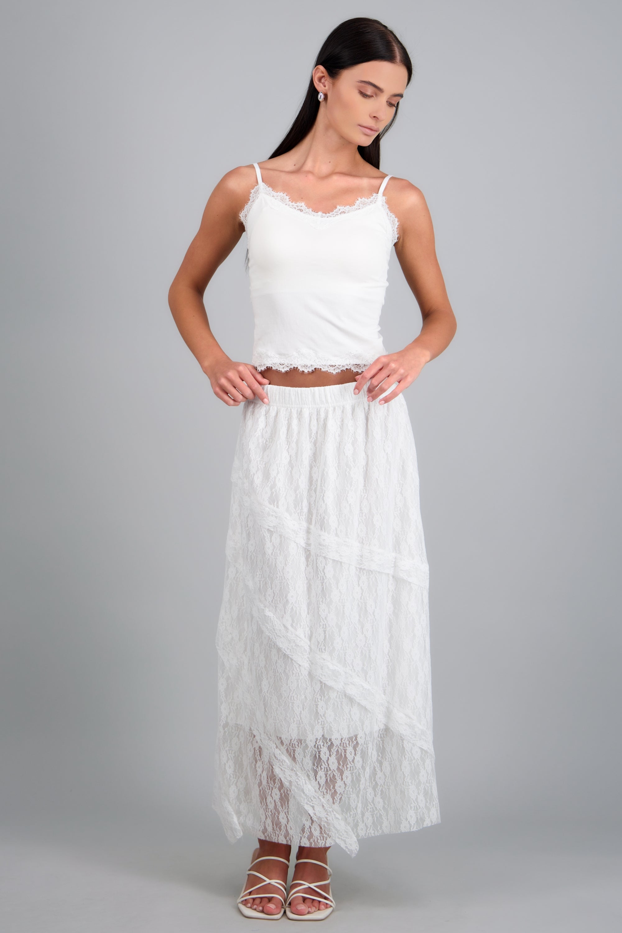 Falda maxi volantes BLANCO