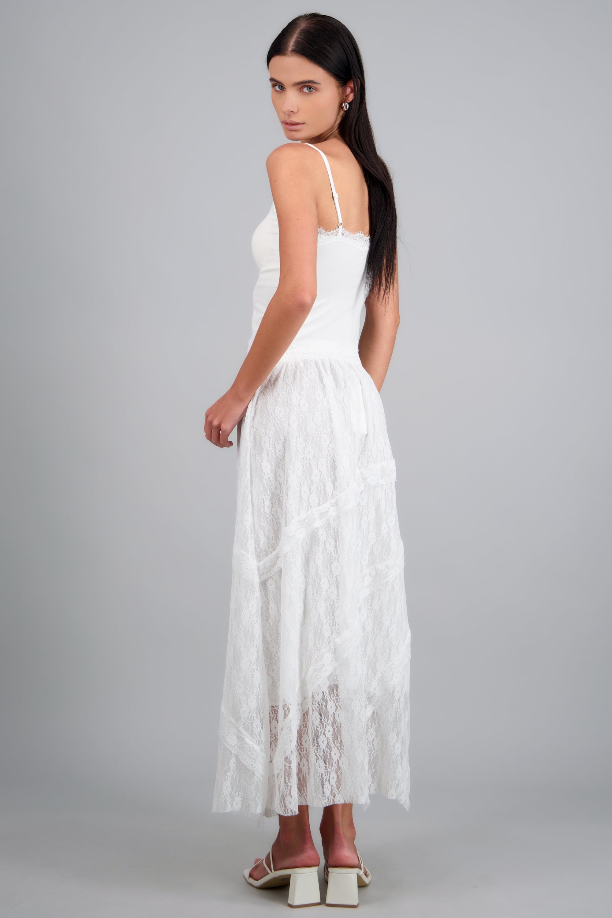 Falda maxi volantes BLANCO