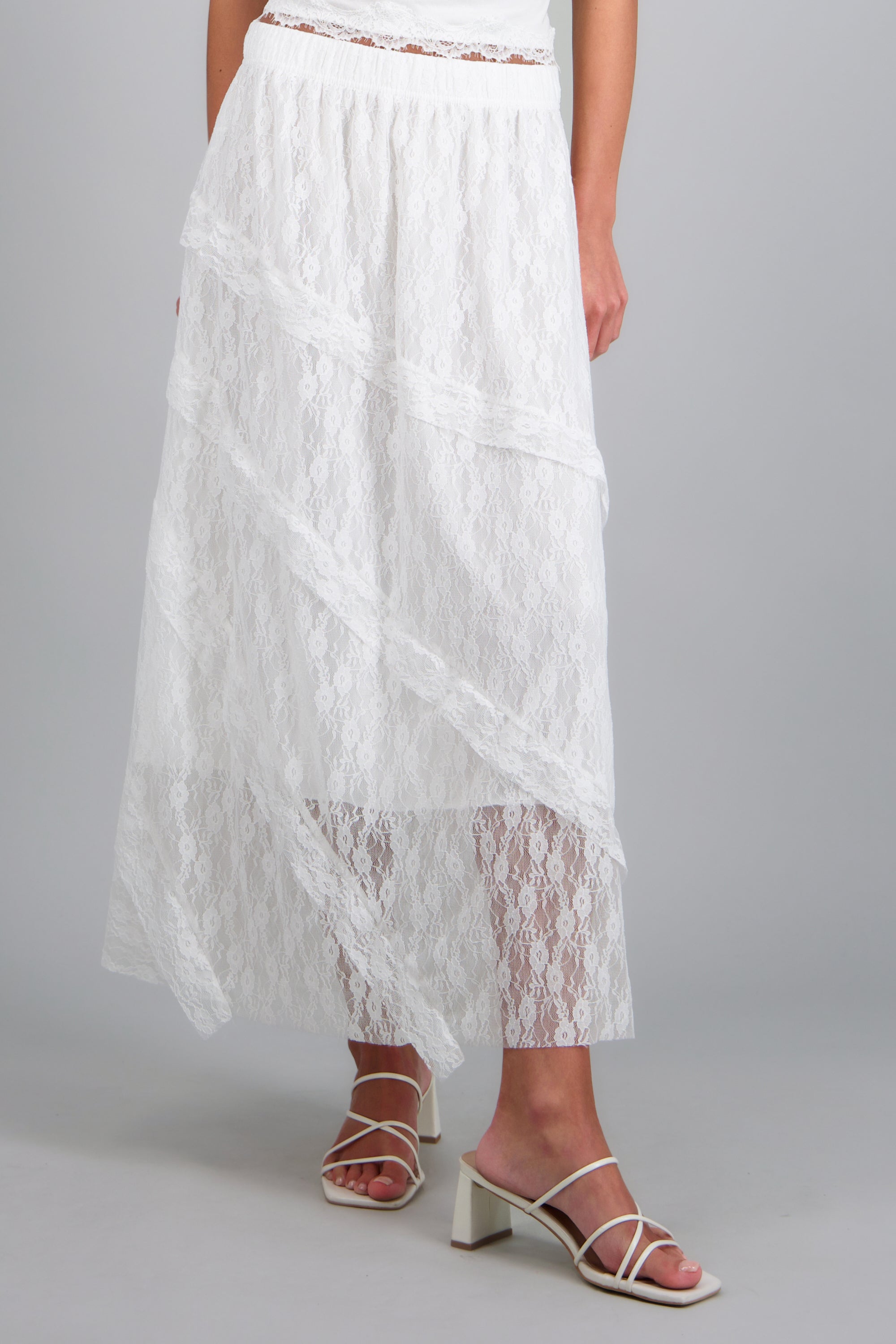 Falda maxi volantes BLANCO