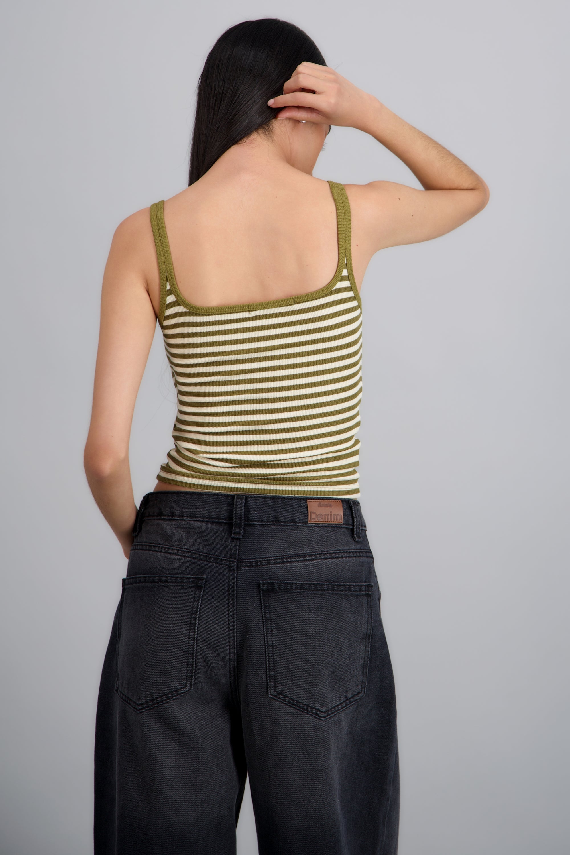 Top tirantes rayas con botones OLIVO COMBO