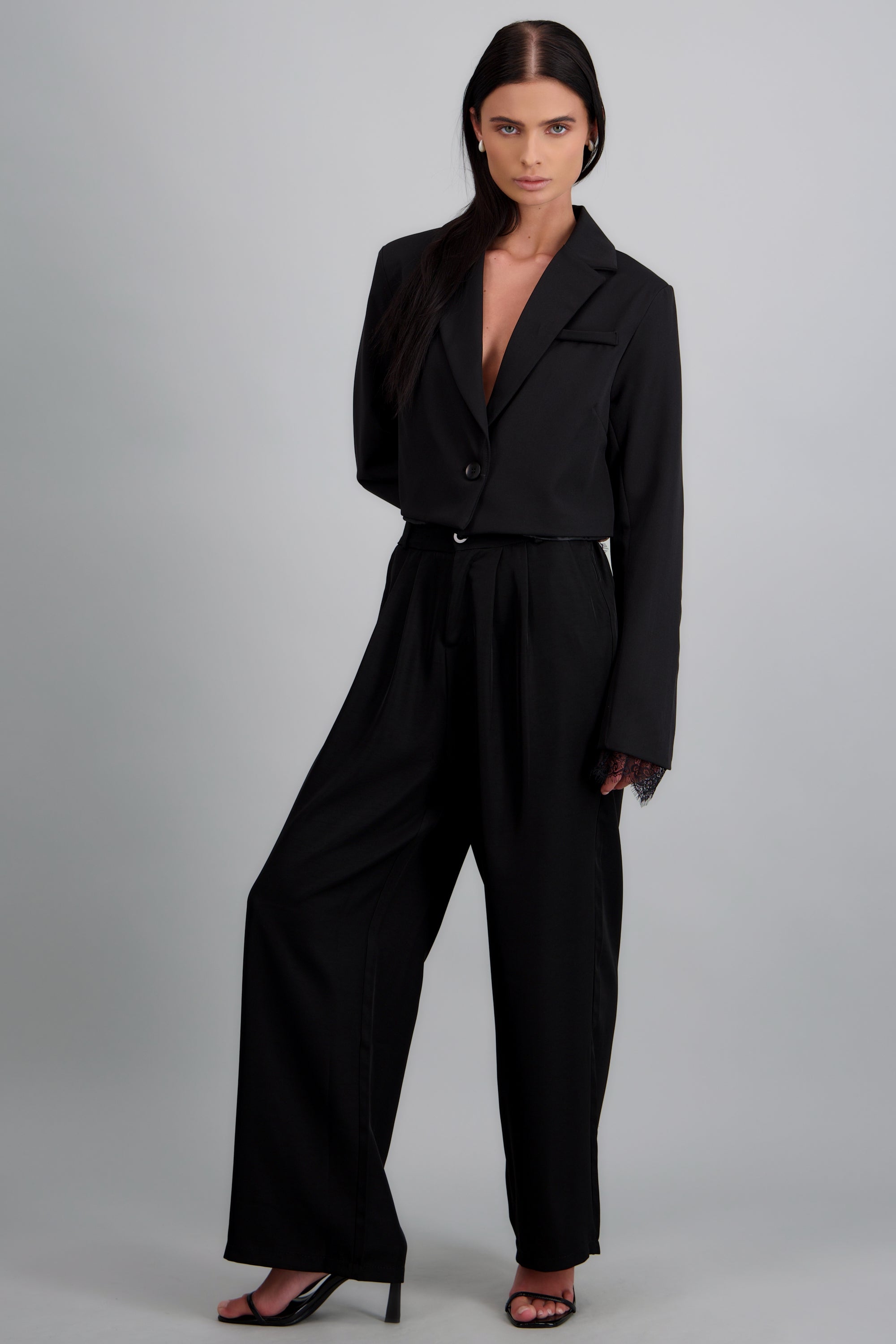 Pantalón wide leg de vestir NEGRO