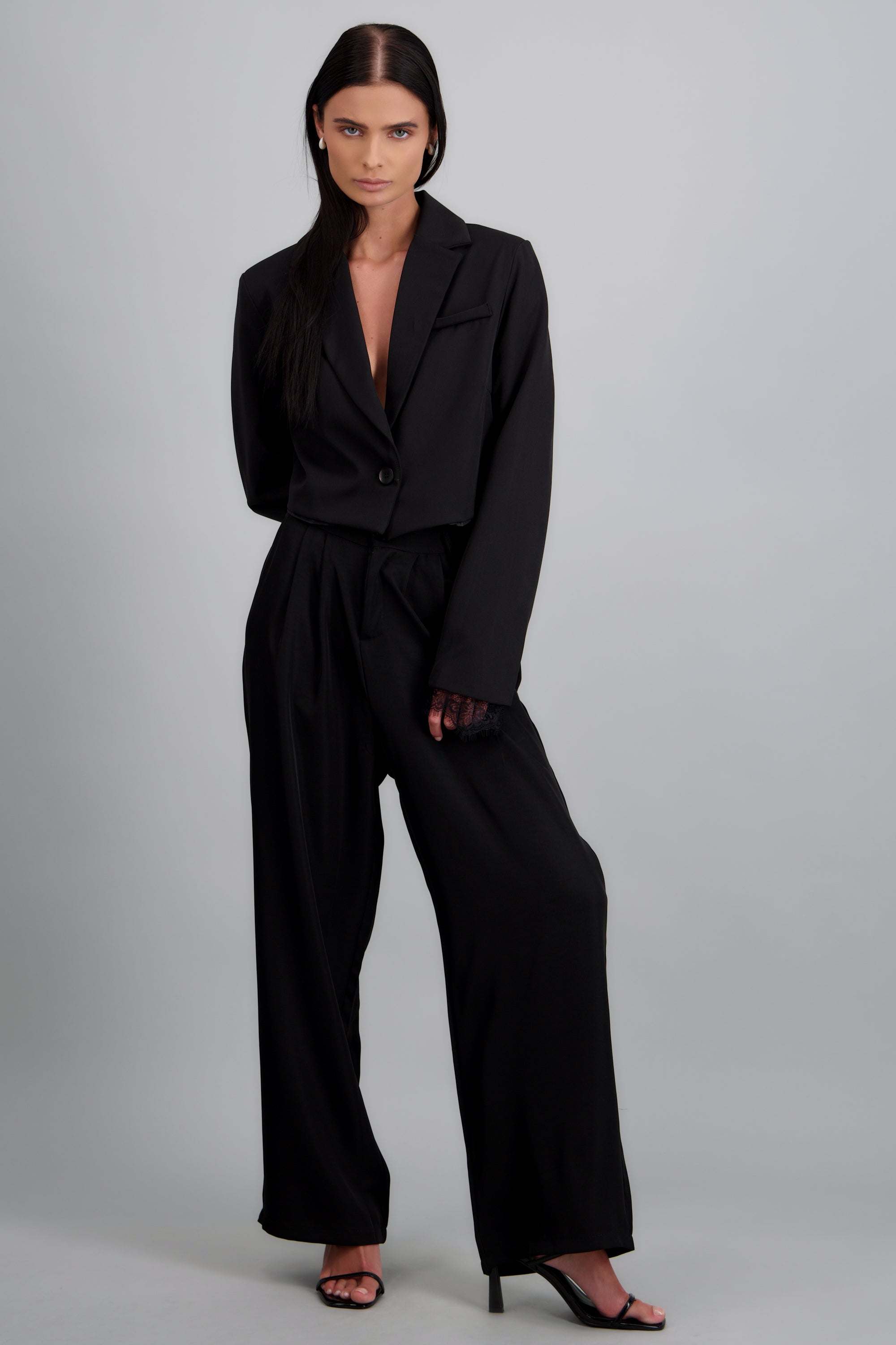 Pantalón wide leg de vestir NEGRO