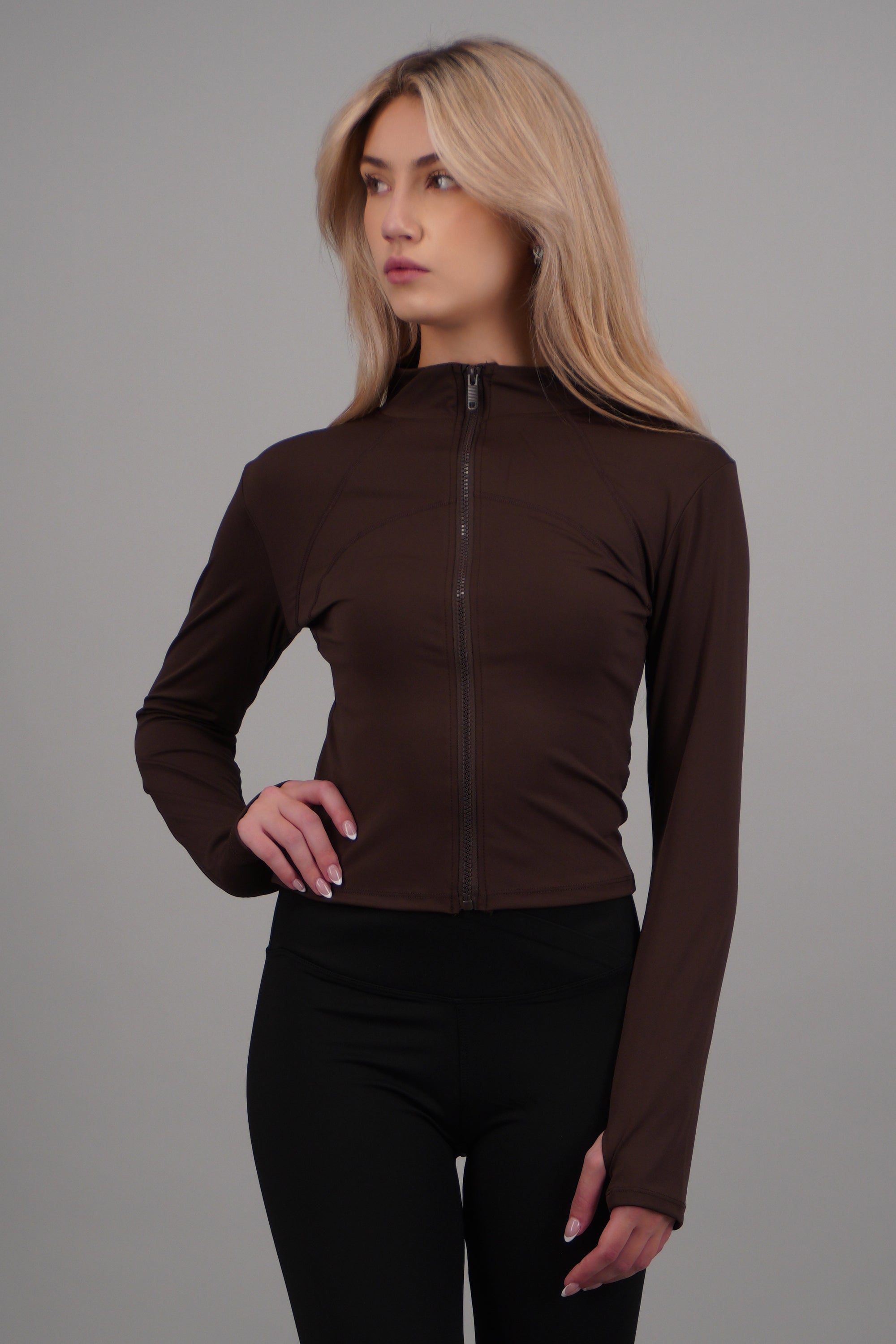 Chamarra con zipper deportiva CHOCOLATE