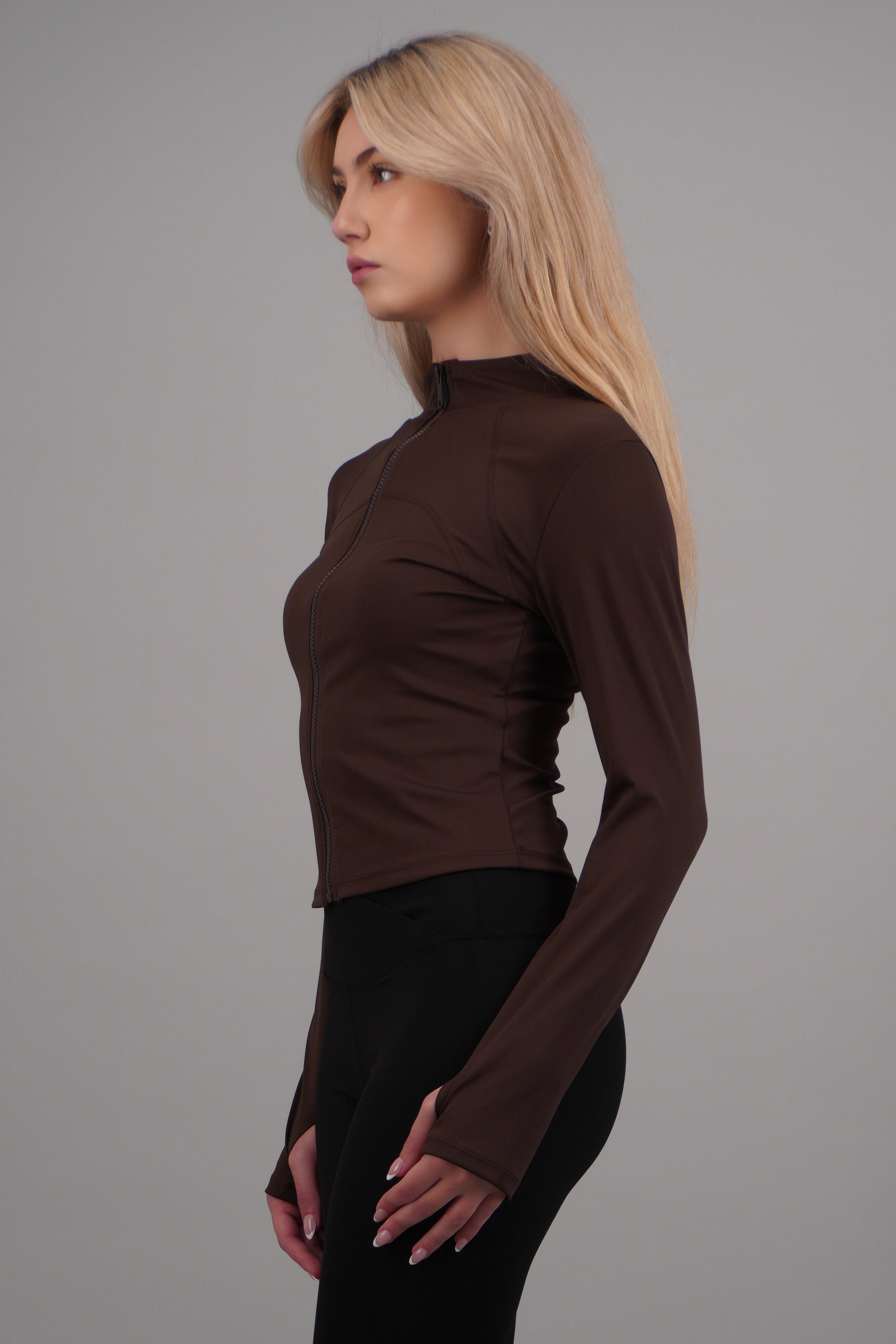 Chamarra con zipper deportiva CHOCOLATE