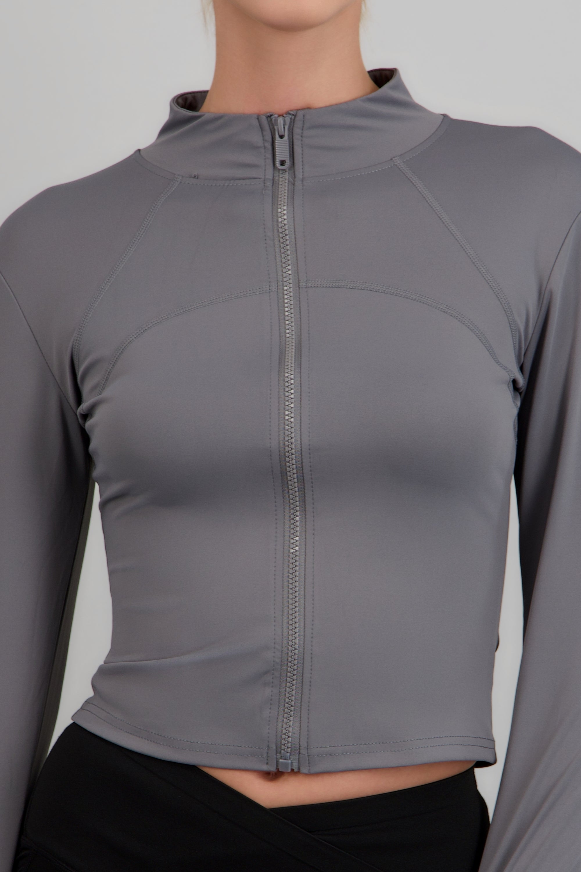 Chamarra con zipper deportiva GRIS