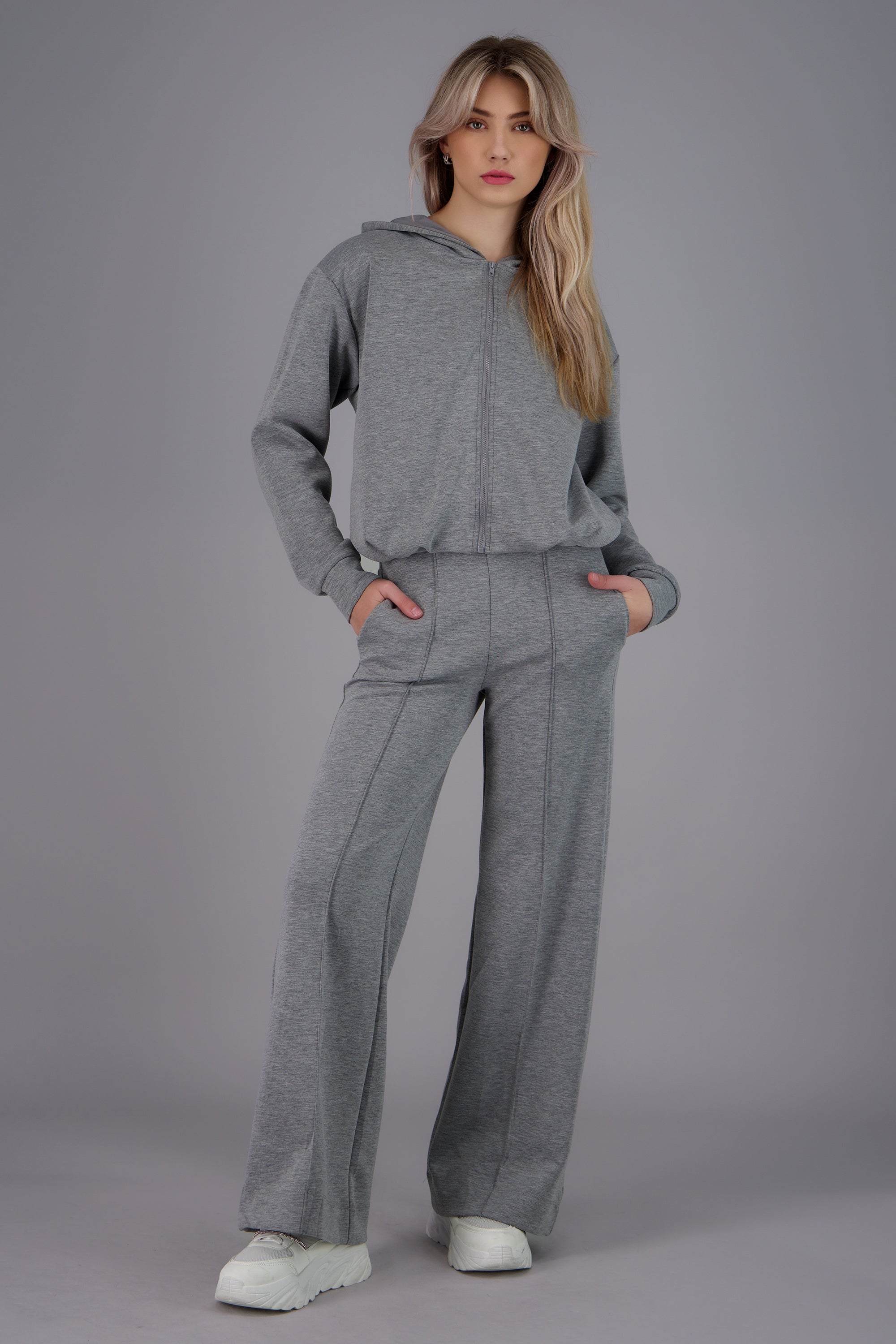 Pants corte recto linea costura GRIS JASPE