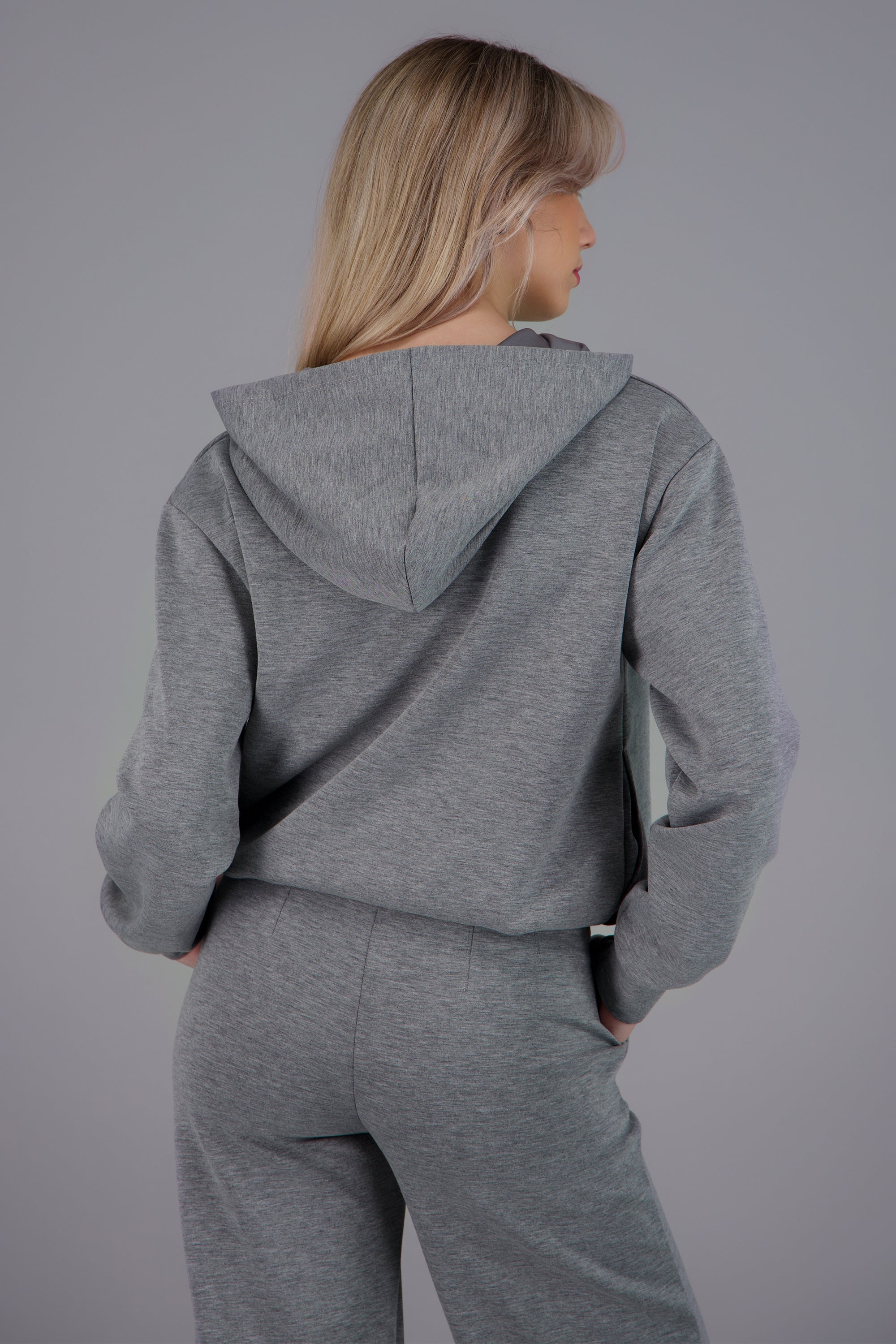 Sudadera con gorro y cierre GRIS JASPE