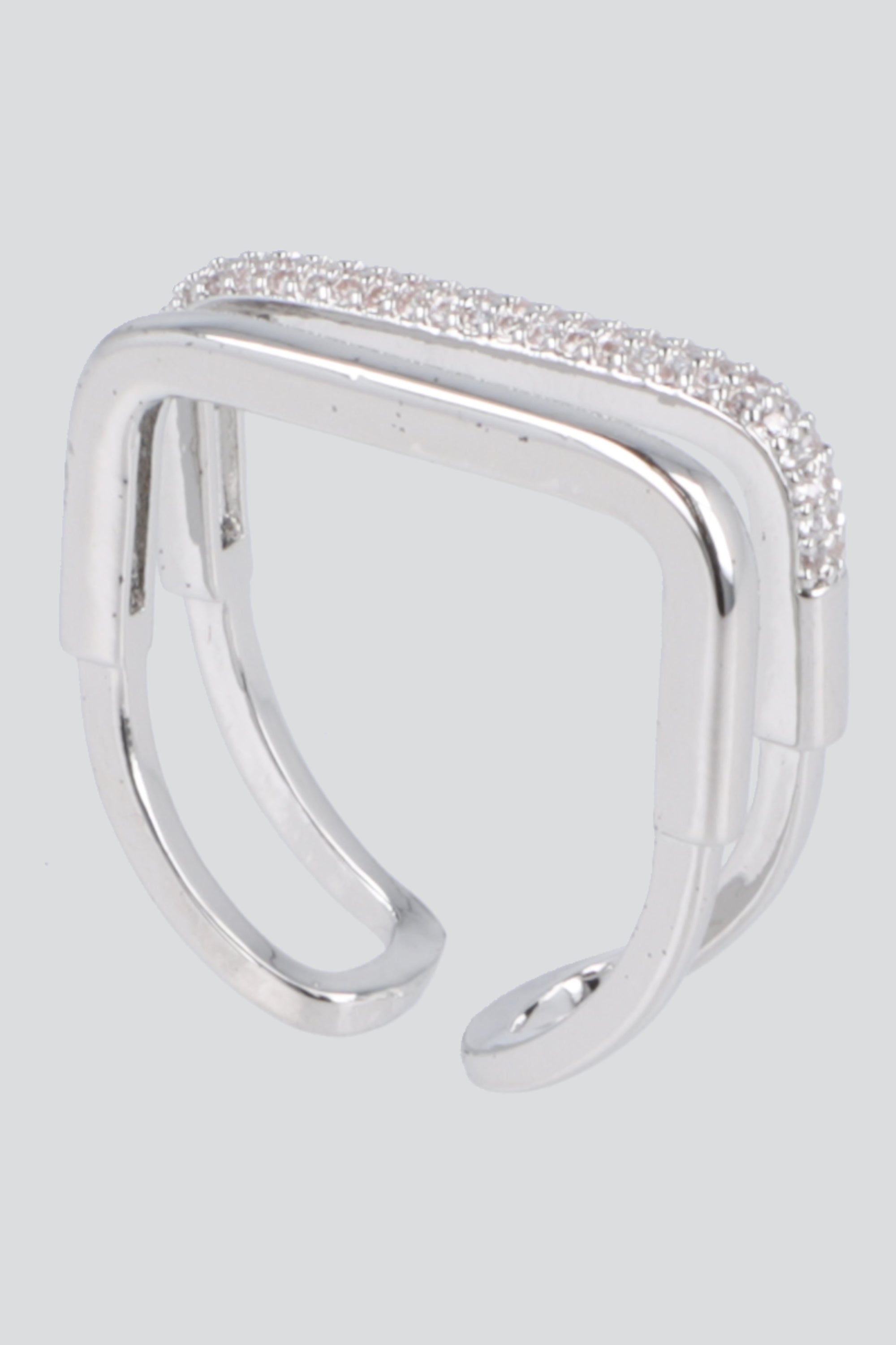 ANILLO CUADRADO BRILLOS PQ PLATA