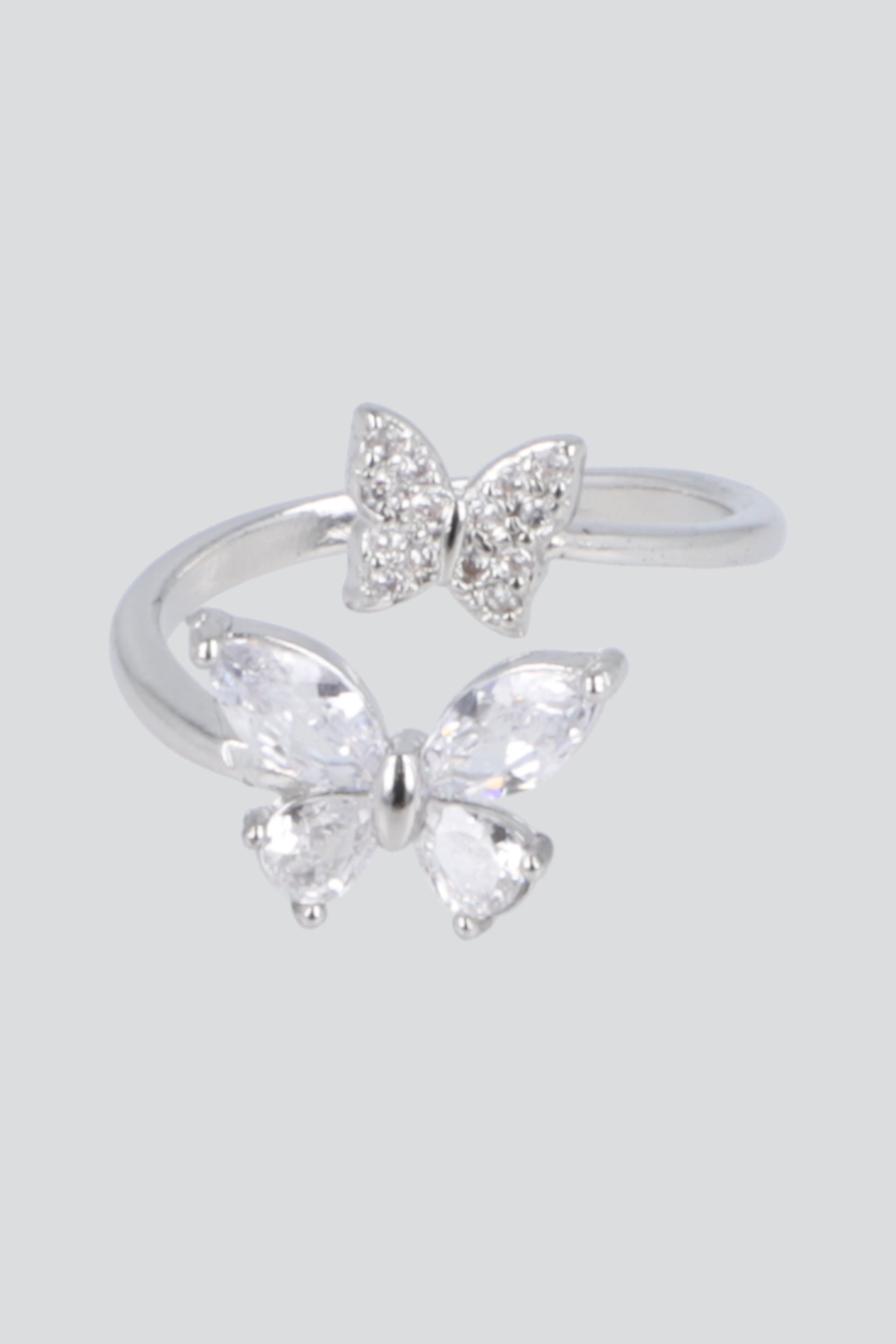 ANILLO 2 MARIPOSAS PQ PLATA