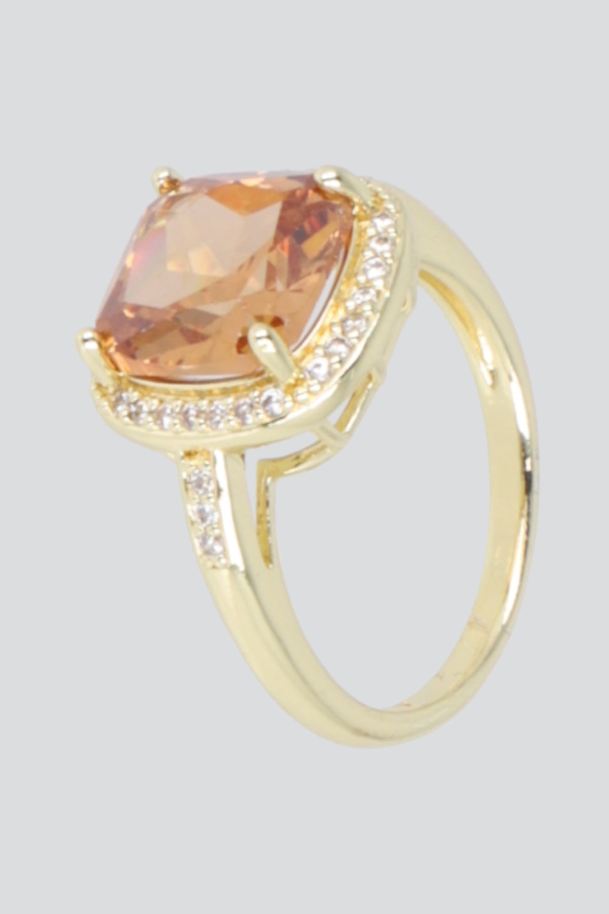 ANILLO CUADRO CRISTAL PQ ORO