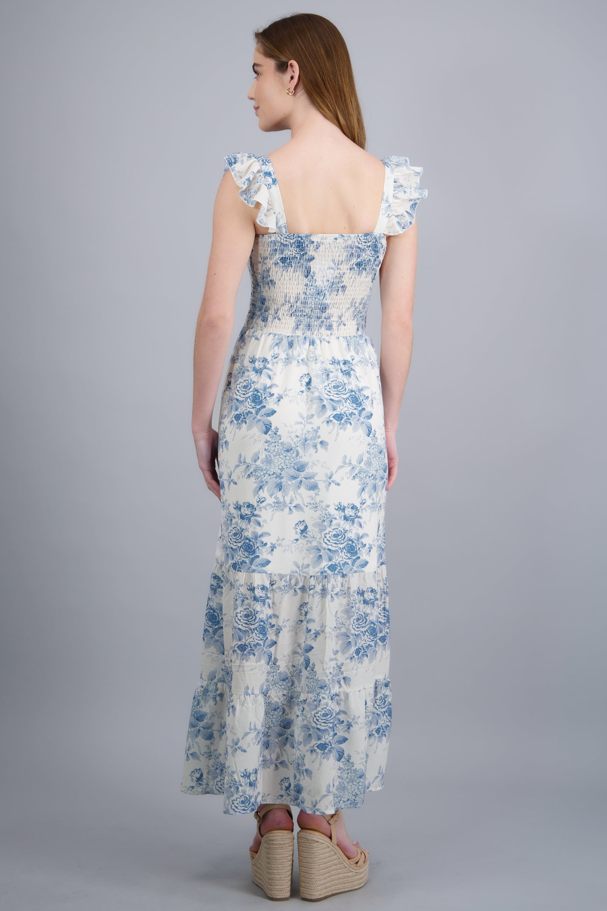 Vestido maxi smock trapless AZUL COMBO