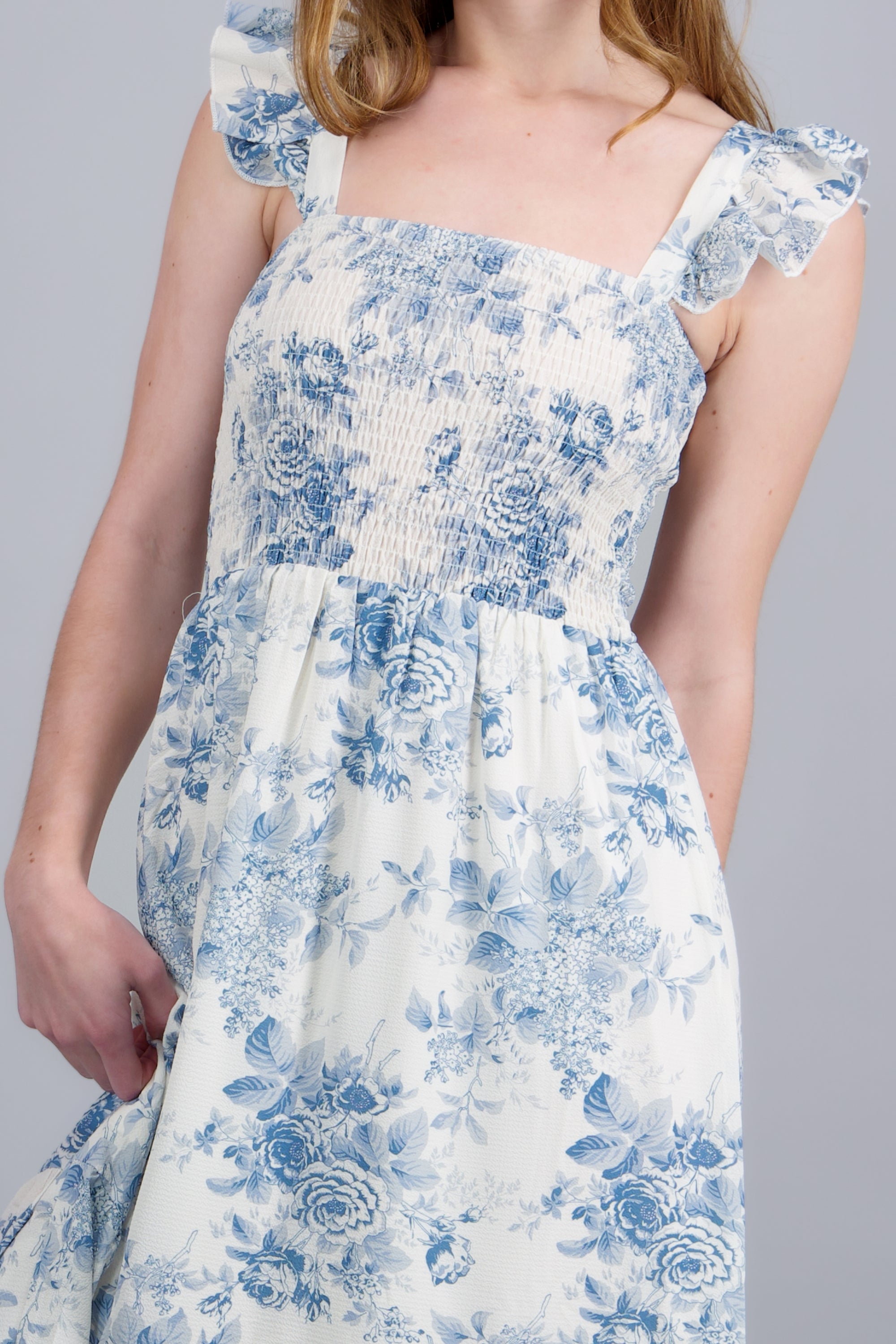 Vestido maxi smock trapless AZUL COMBO