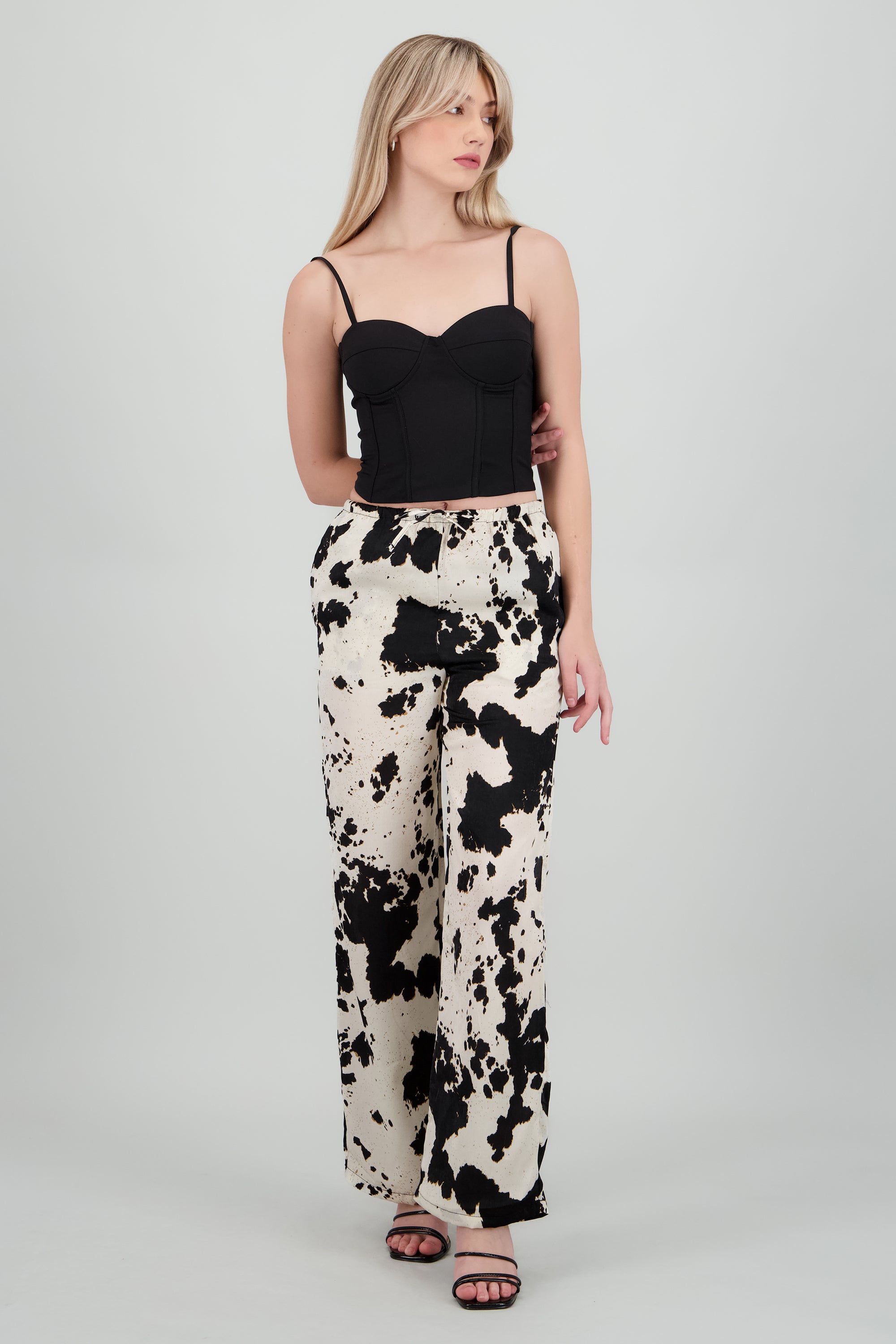 Pantalon estampado animal print NEGRO COMBO