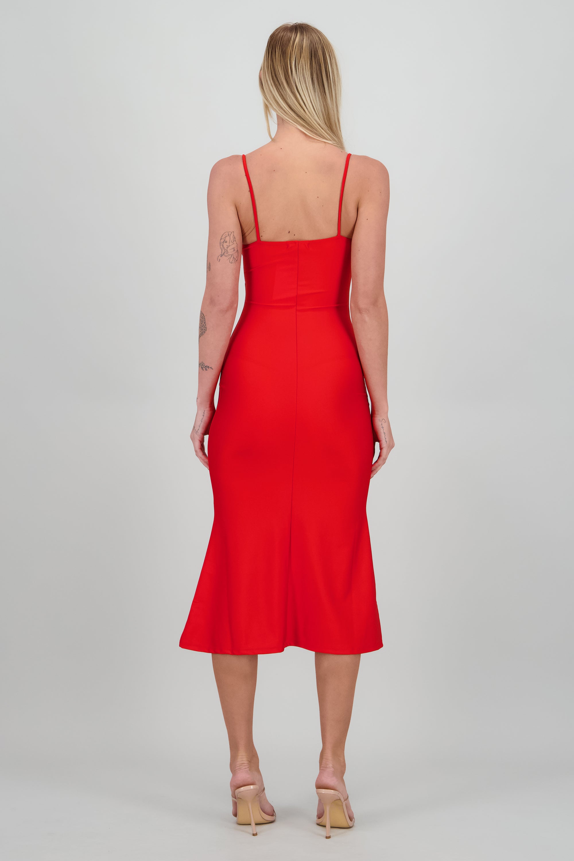 Vestido satin tirantes ROJO