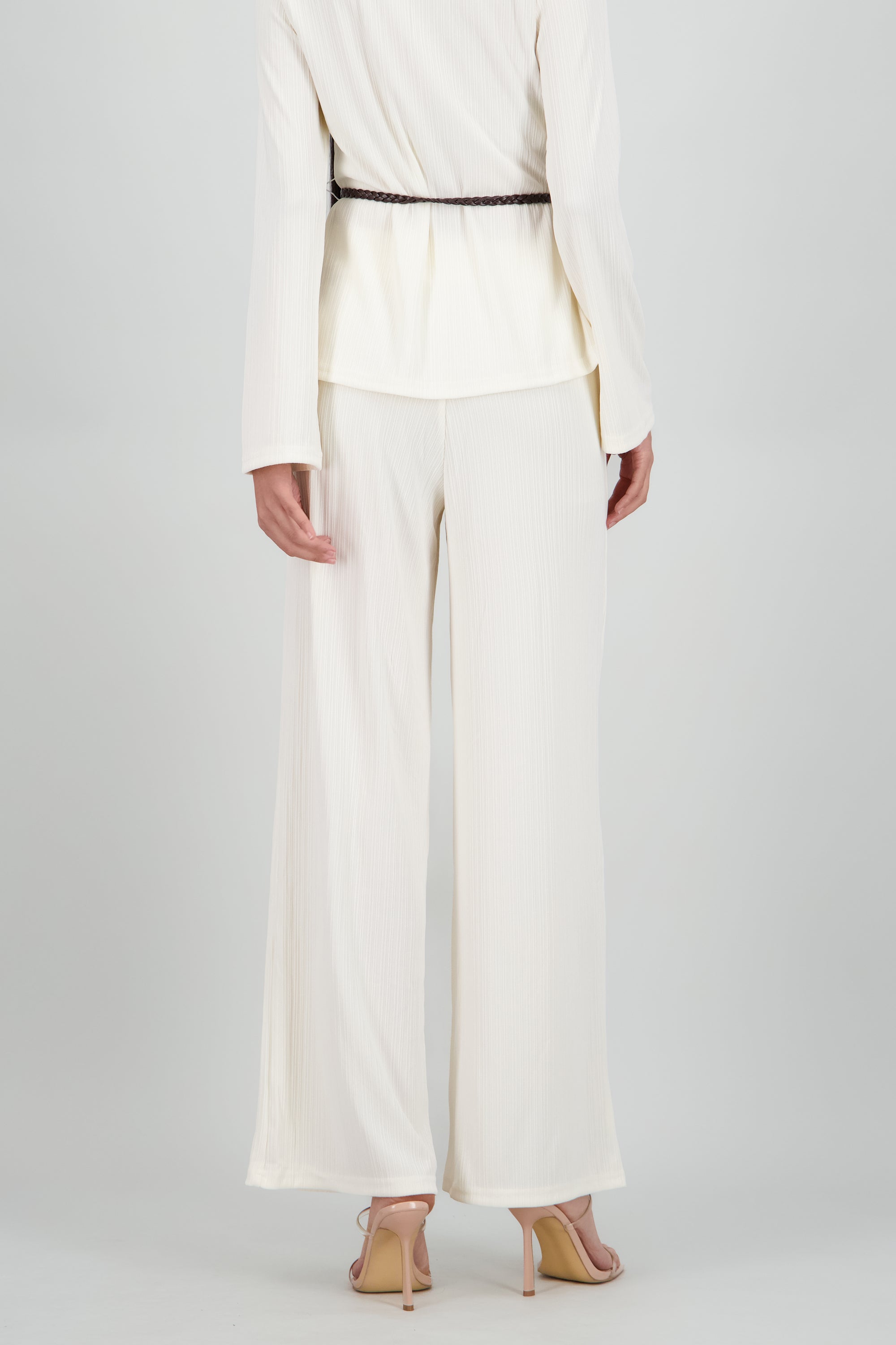 Pantalon rib liso HUESO