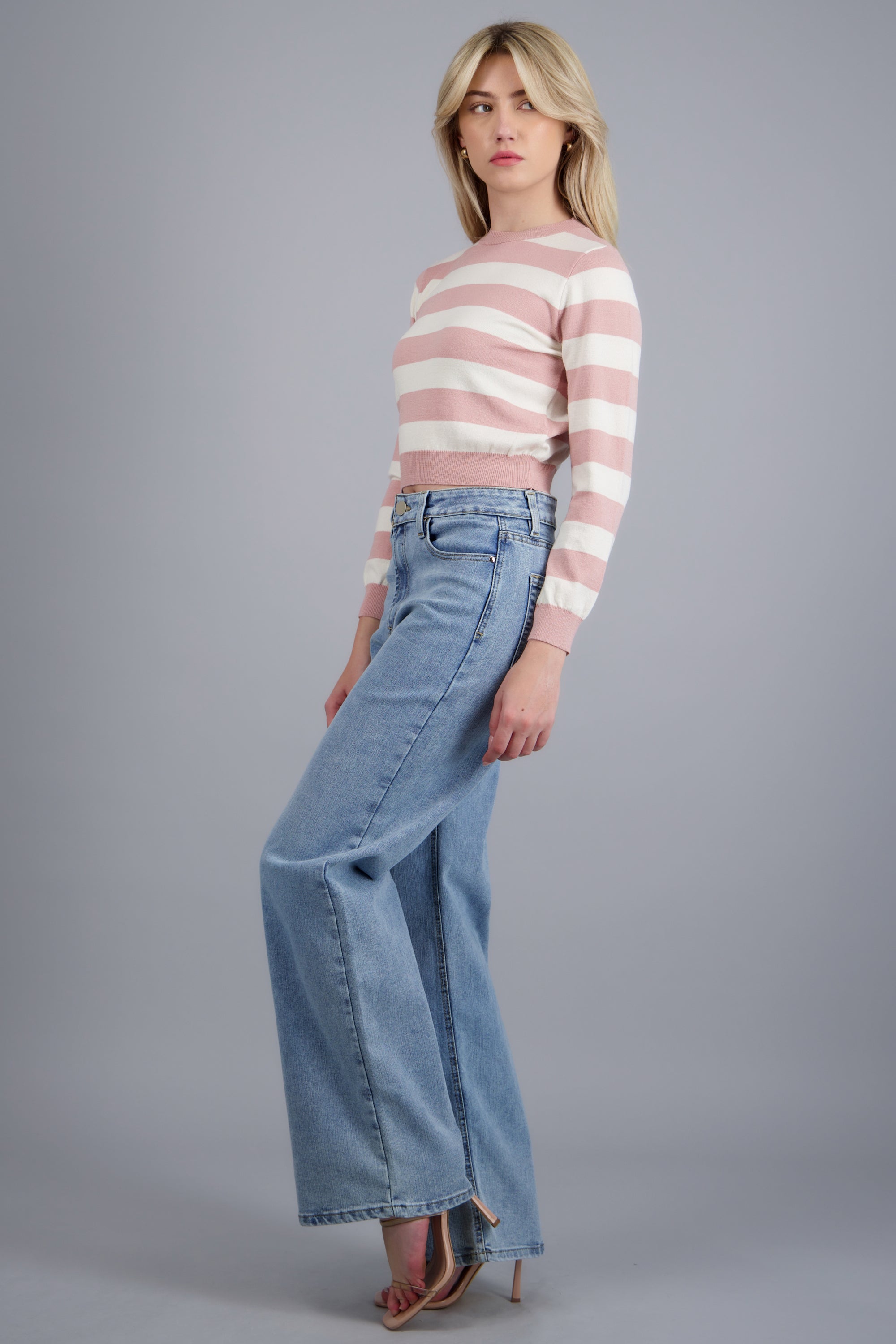 Sueter basico lineas ROSA COMBO