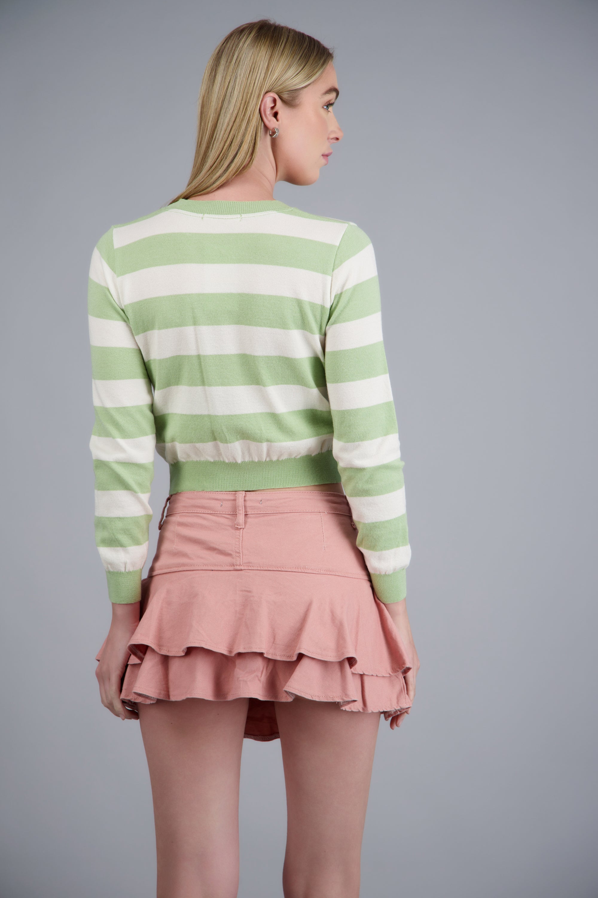 Sueter basico lineas VERDE MANZANA