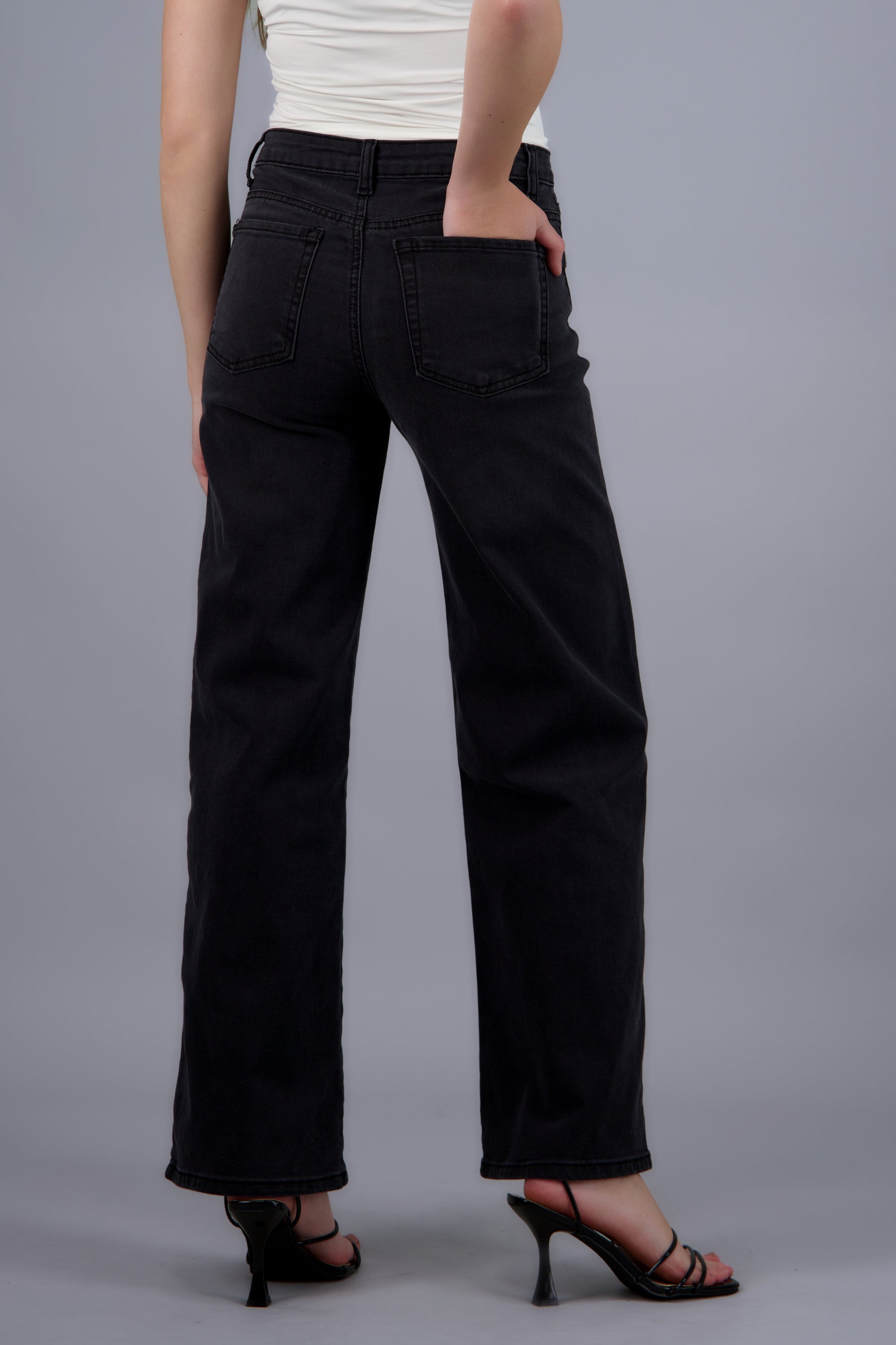 Jeans wide leg strech NEGRO