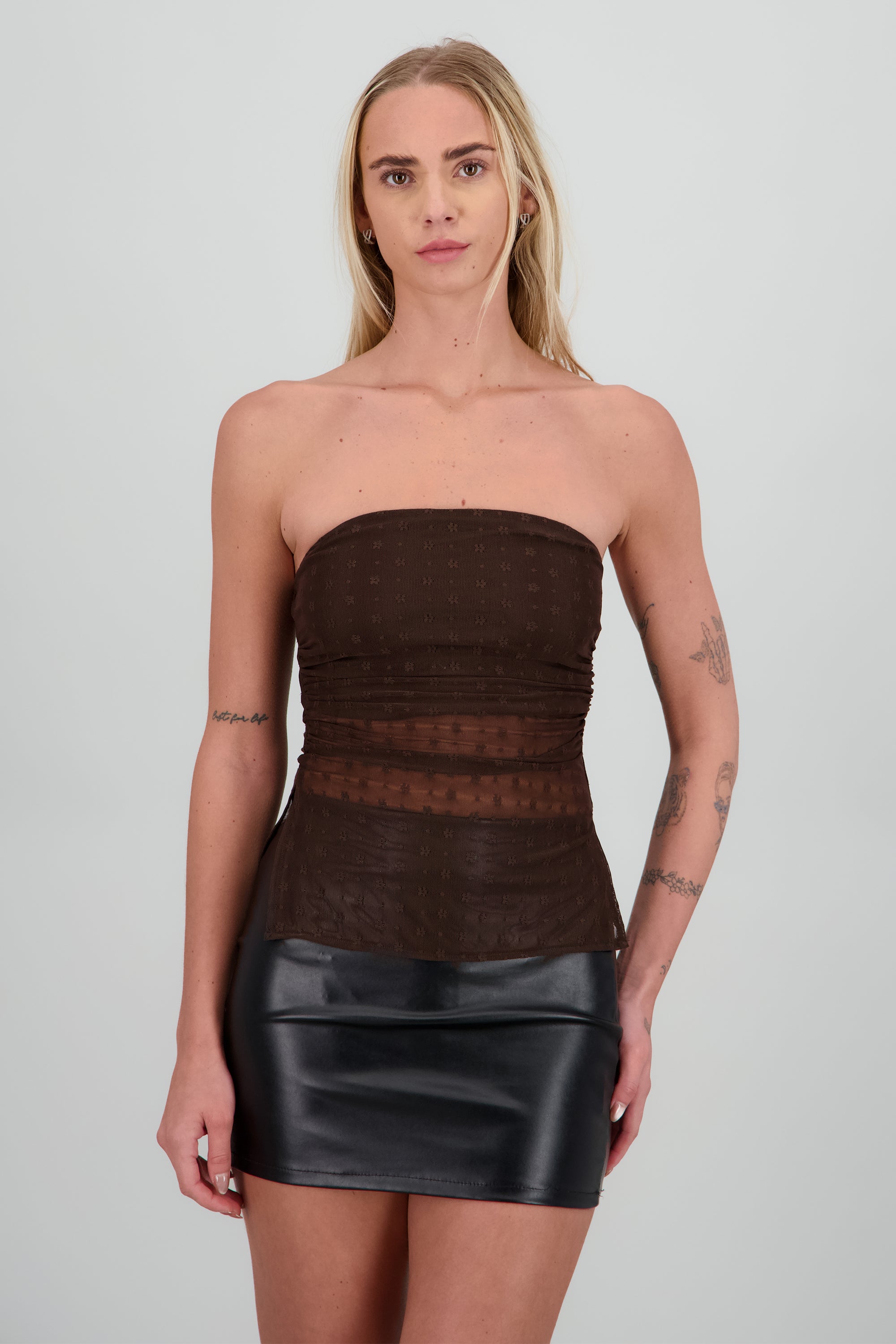 Top strapless mesh CHOCOLATE