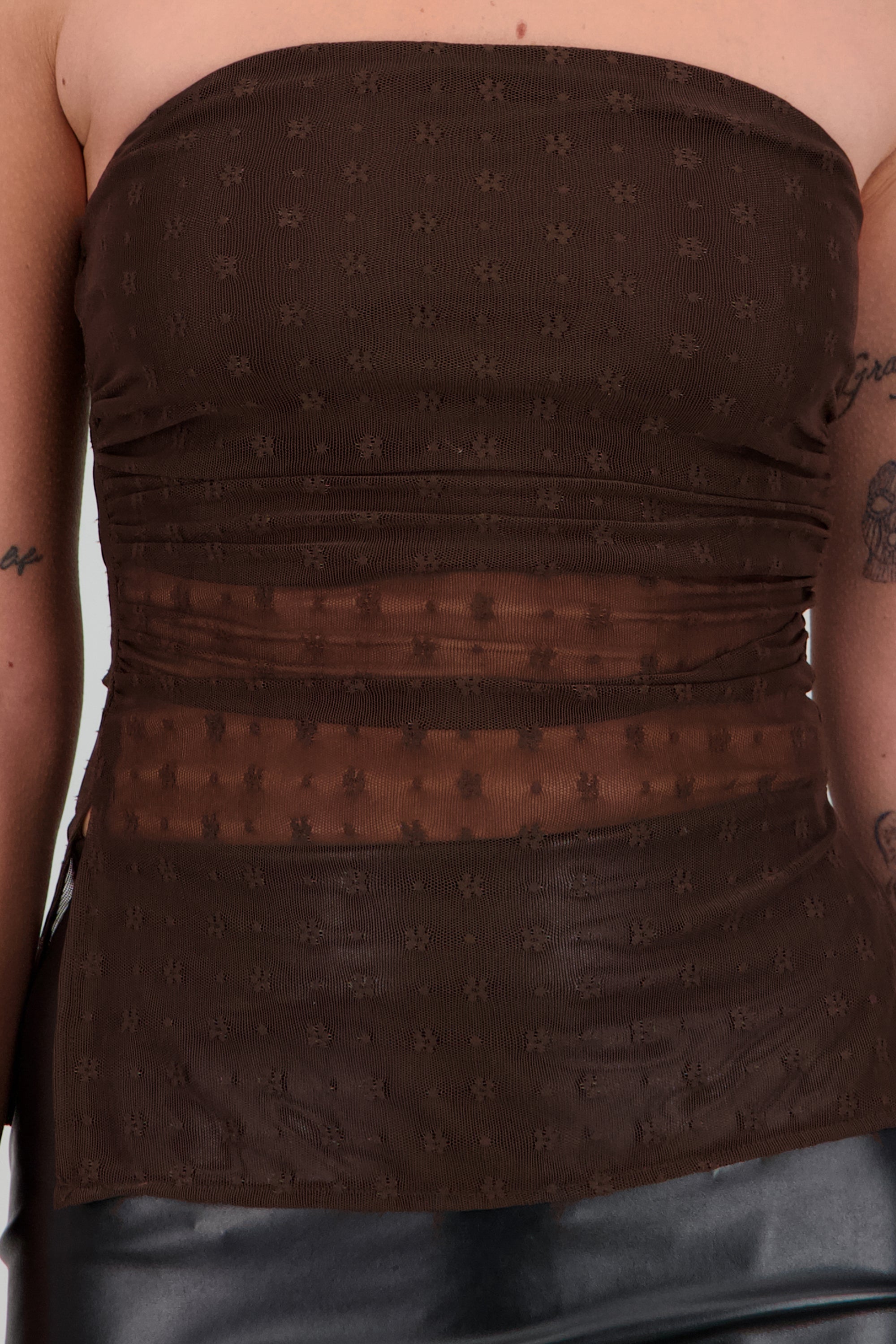 Top strapless mesh CHOCOLATE