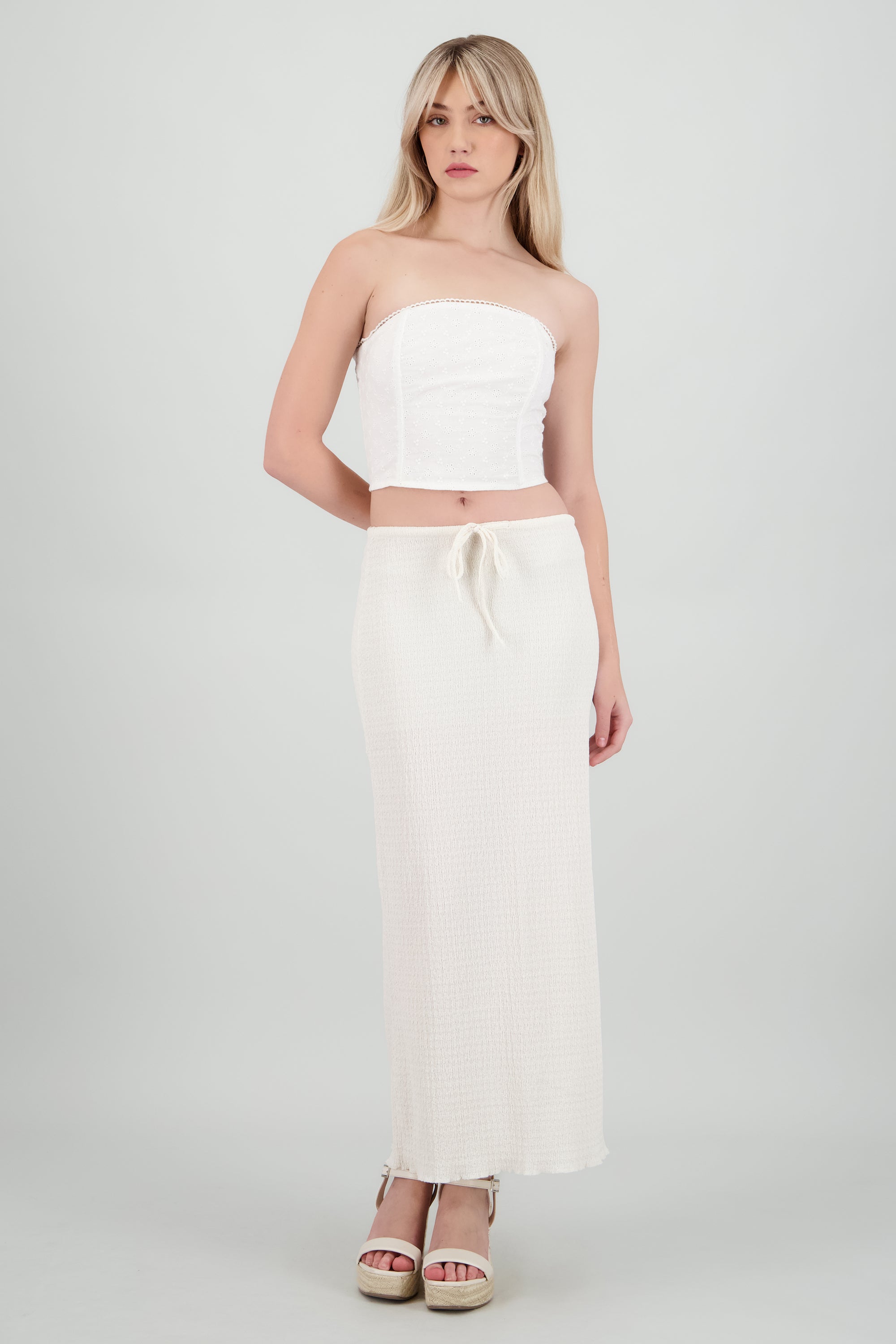 Falda tubo textura BLANCO