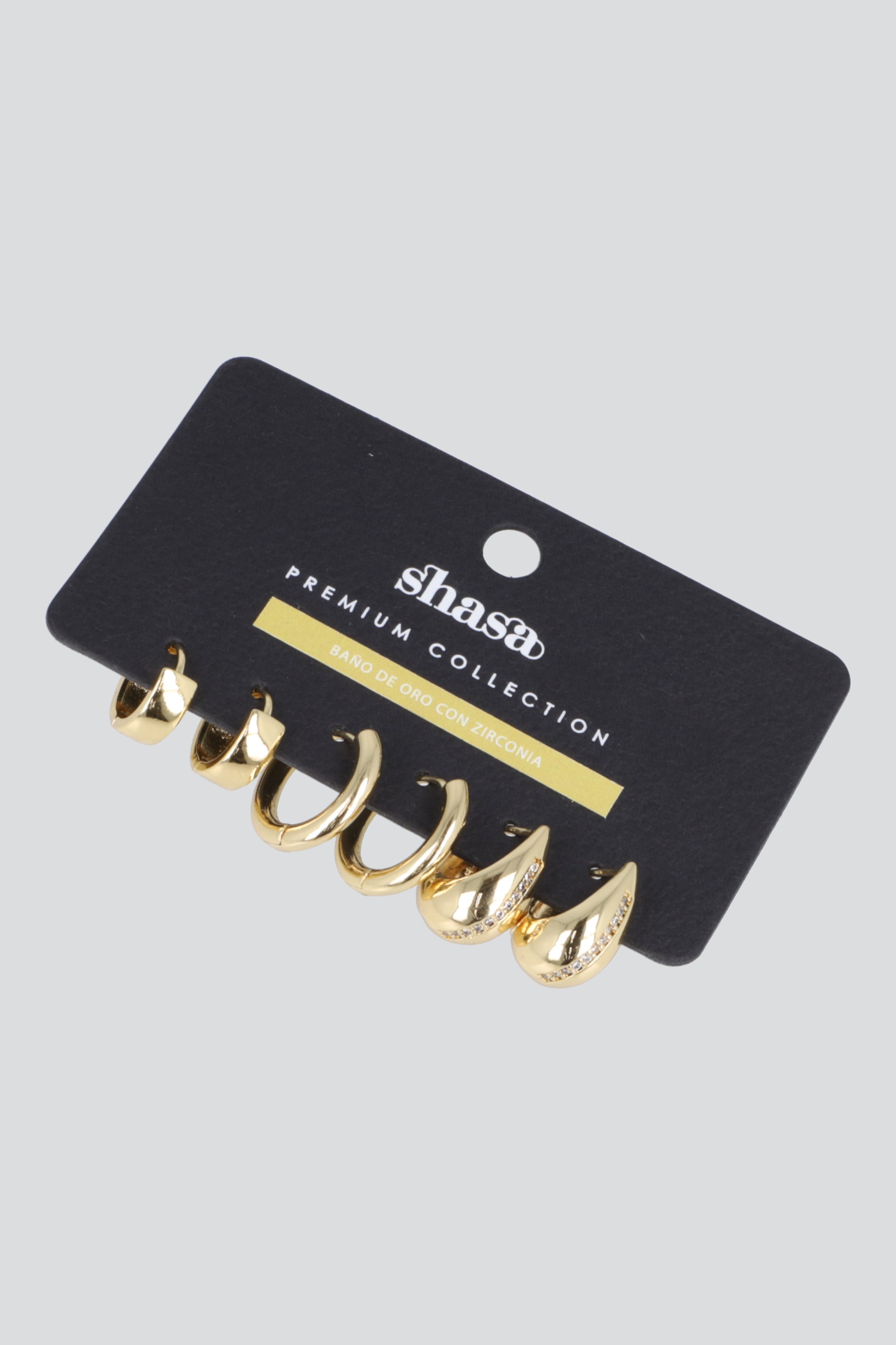 Set 3 pares aretes gota ORO