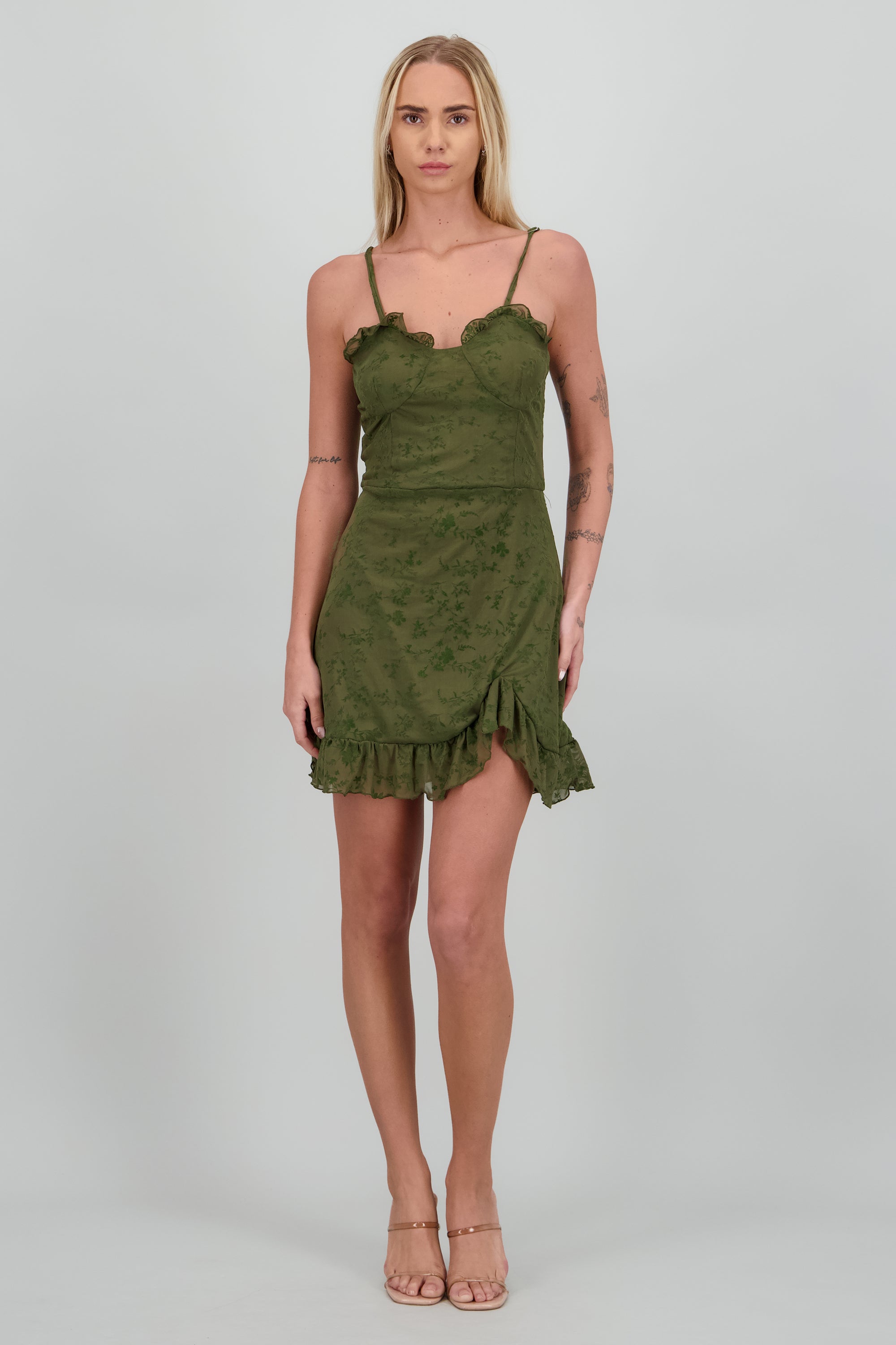 Vestido mini detalle mesh OLIVO