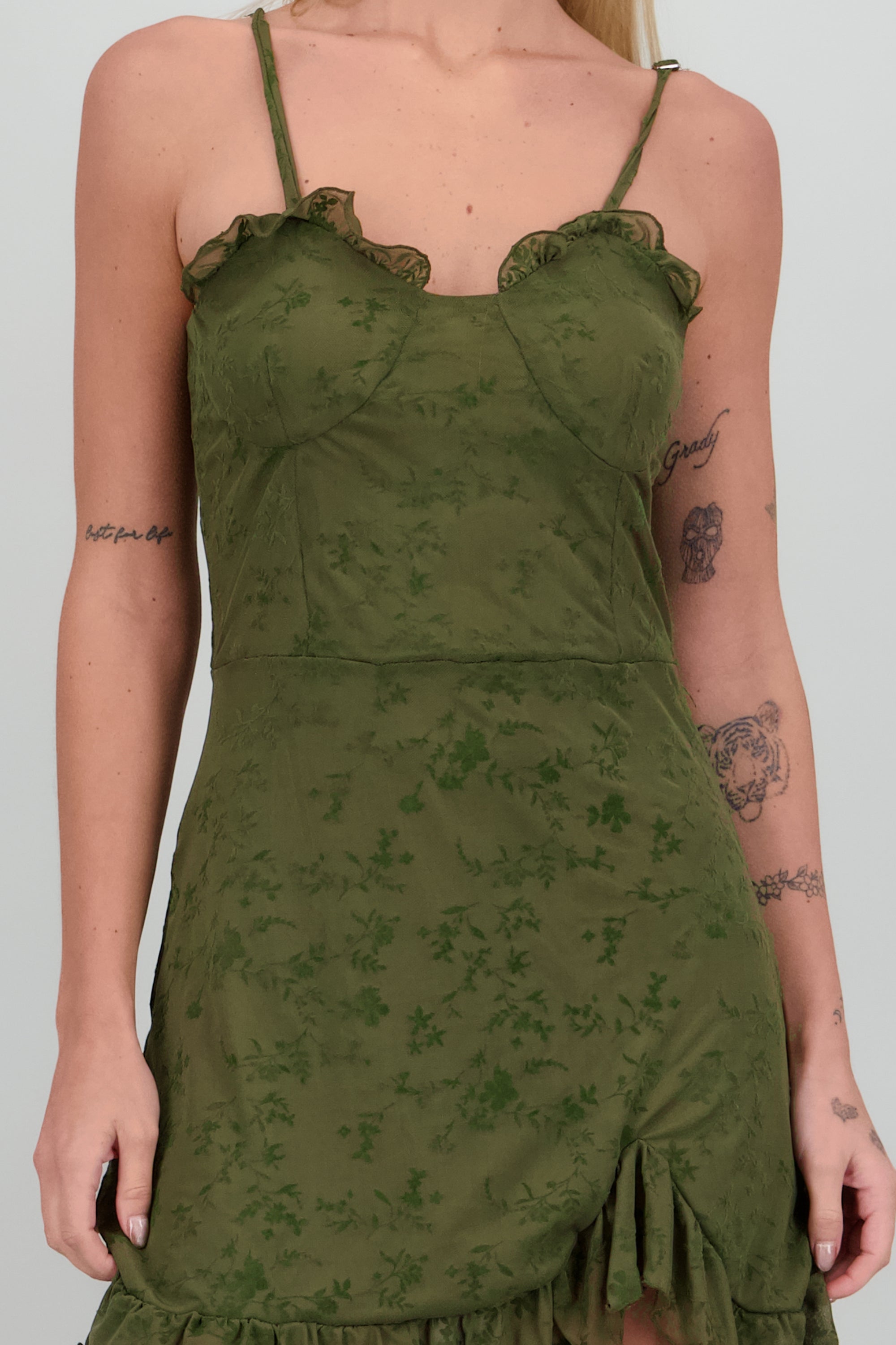 Vestido mini detalle mesh OLIVO