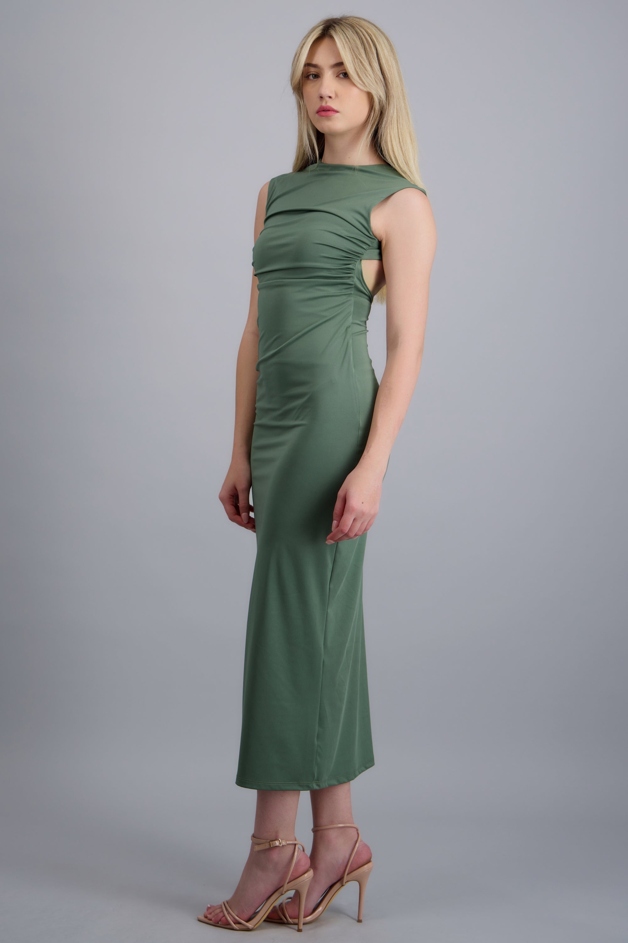 Vestido espalda descubierta detalle fruncido SAGE