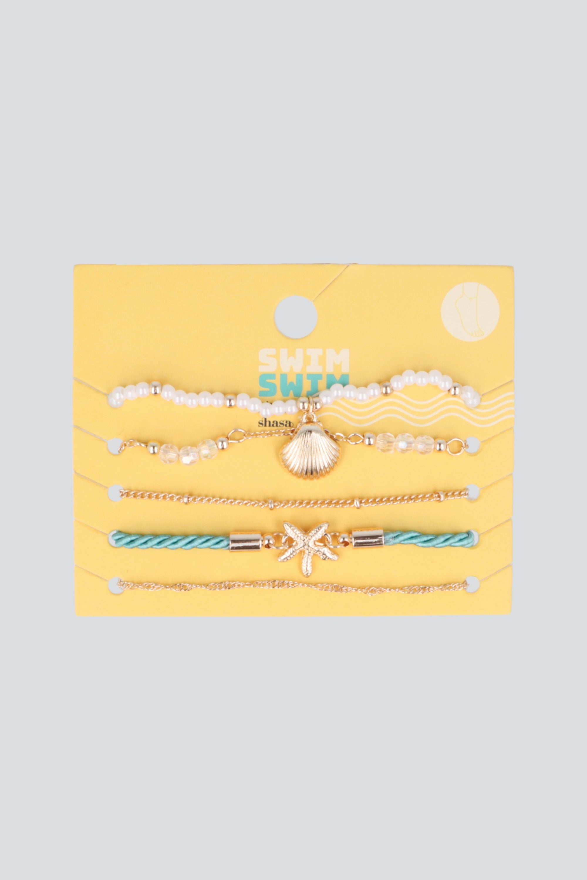 5 P ANKLET BEADS CONCHA ORO