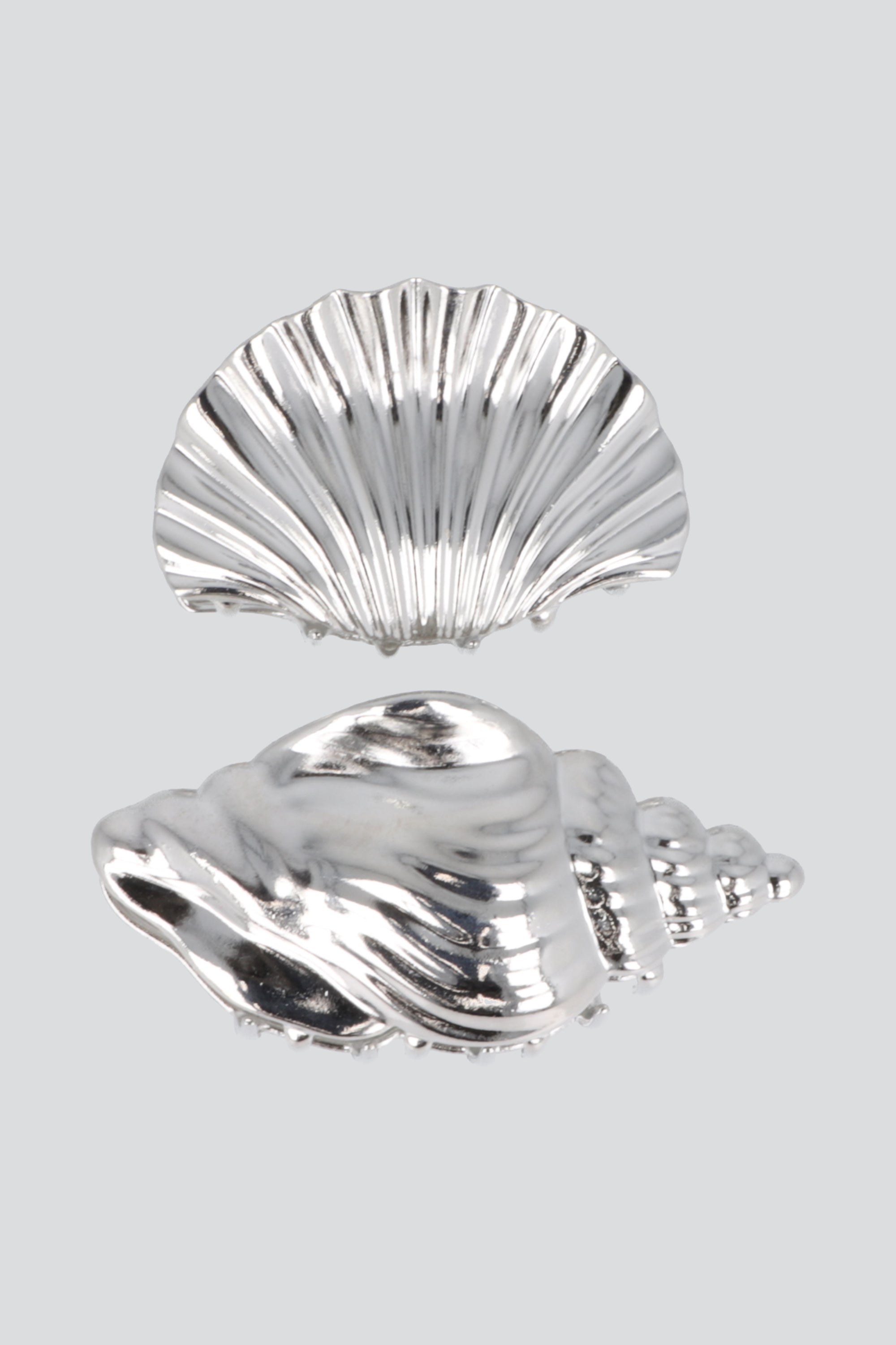2 P PINZAS CONCHAS METALICAS PLATA