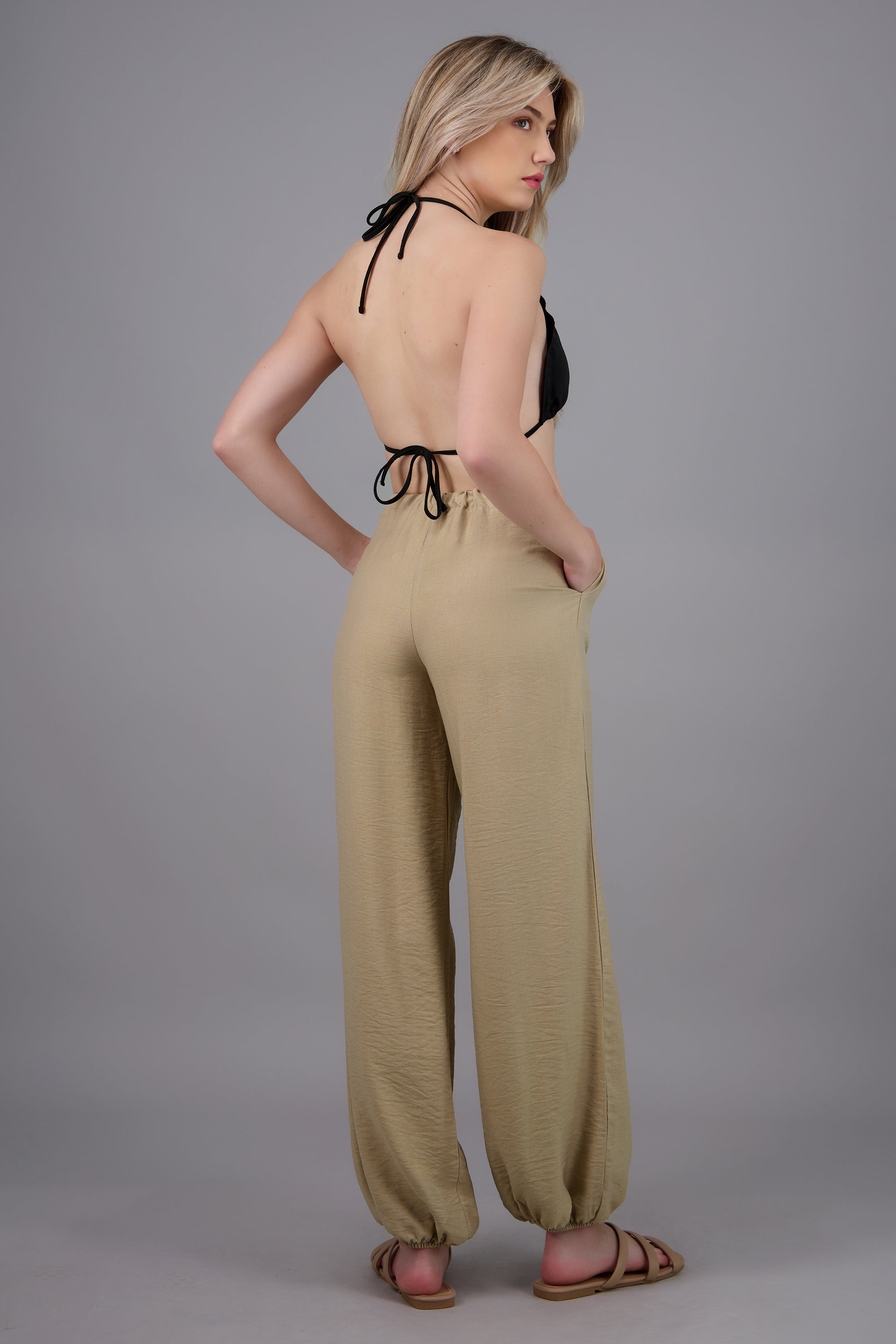 Pantalon resorte talon BEIGE