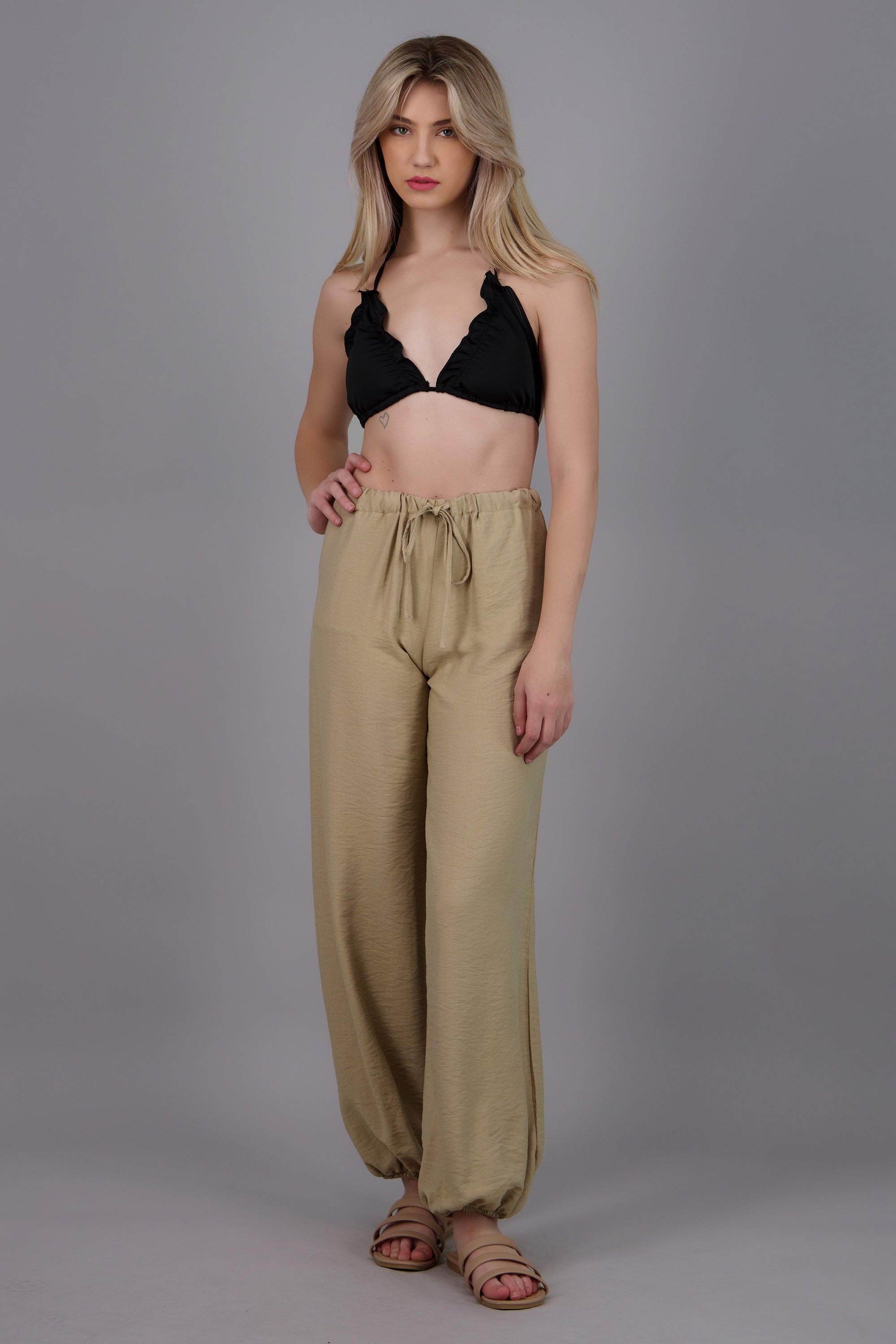 Pantalon resorte talon BEIGE