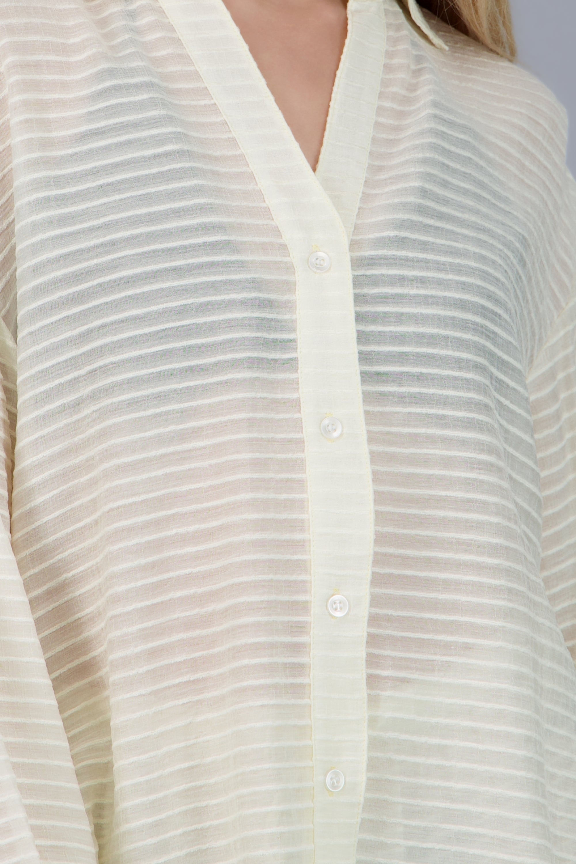 Camisa over ligera lineas HUESO