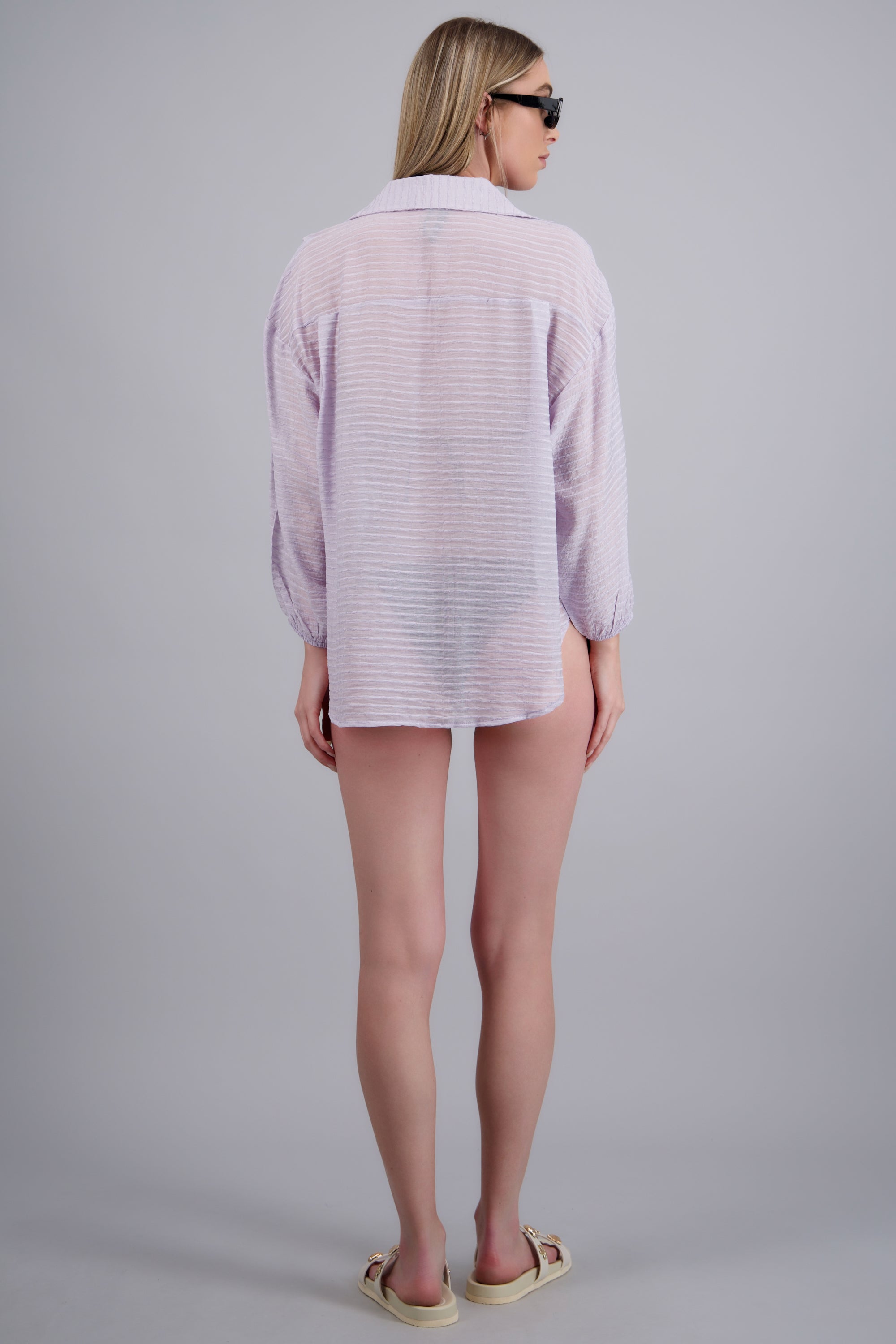Camisa over ligera lineas LILA
