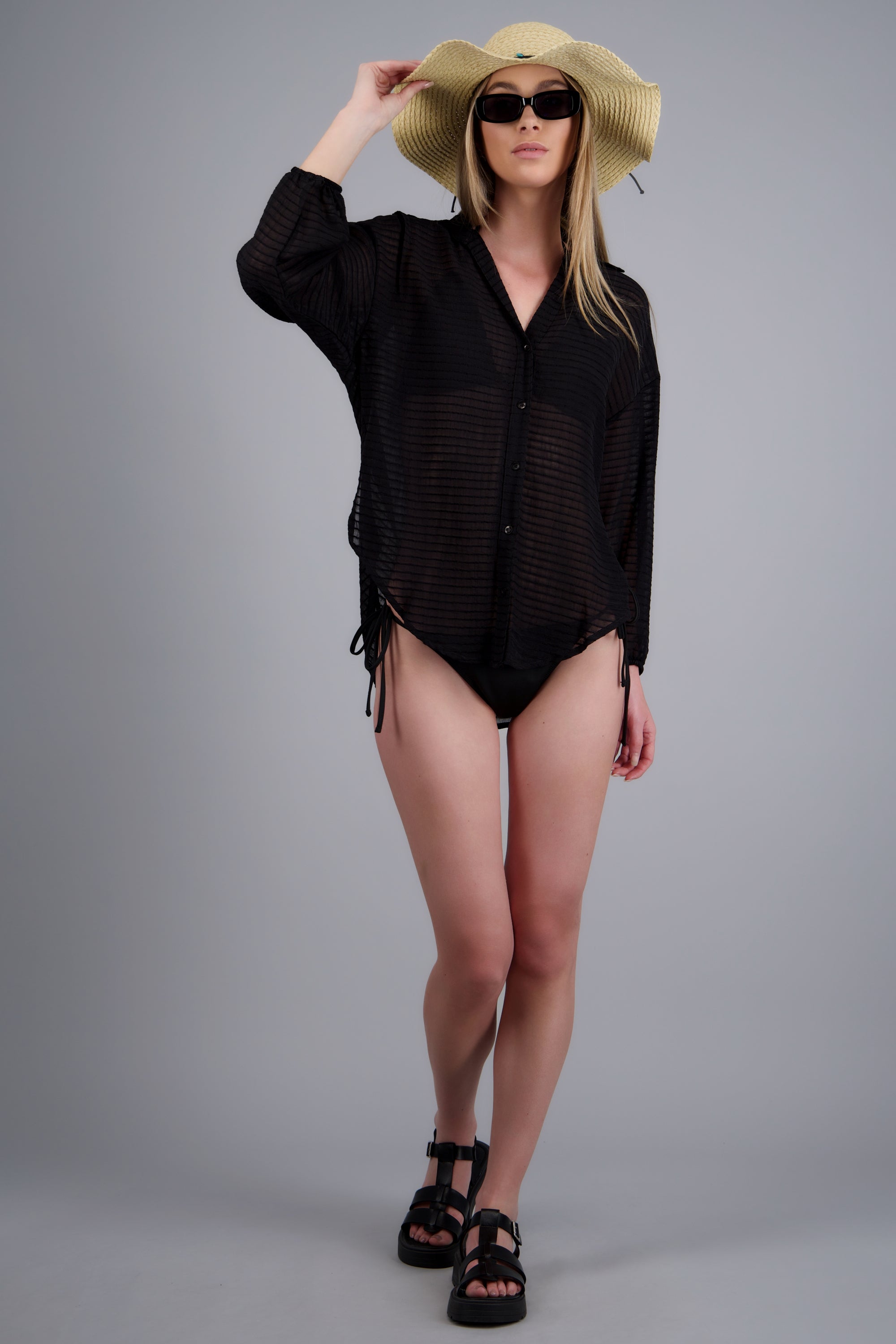 Camisa over ligera lineas NEGRO