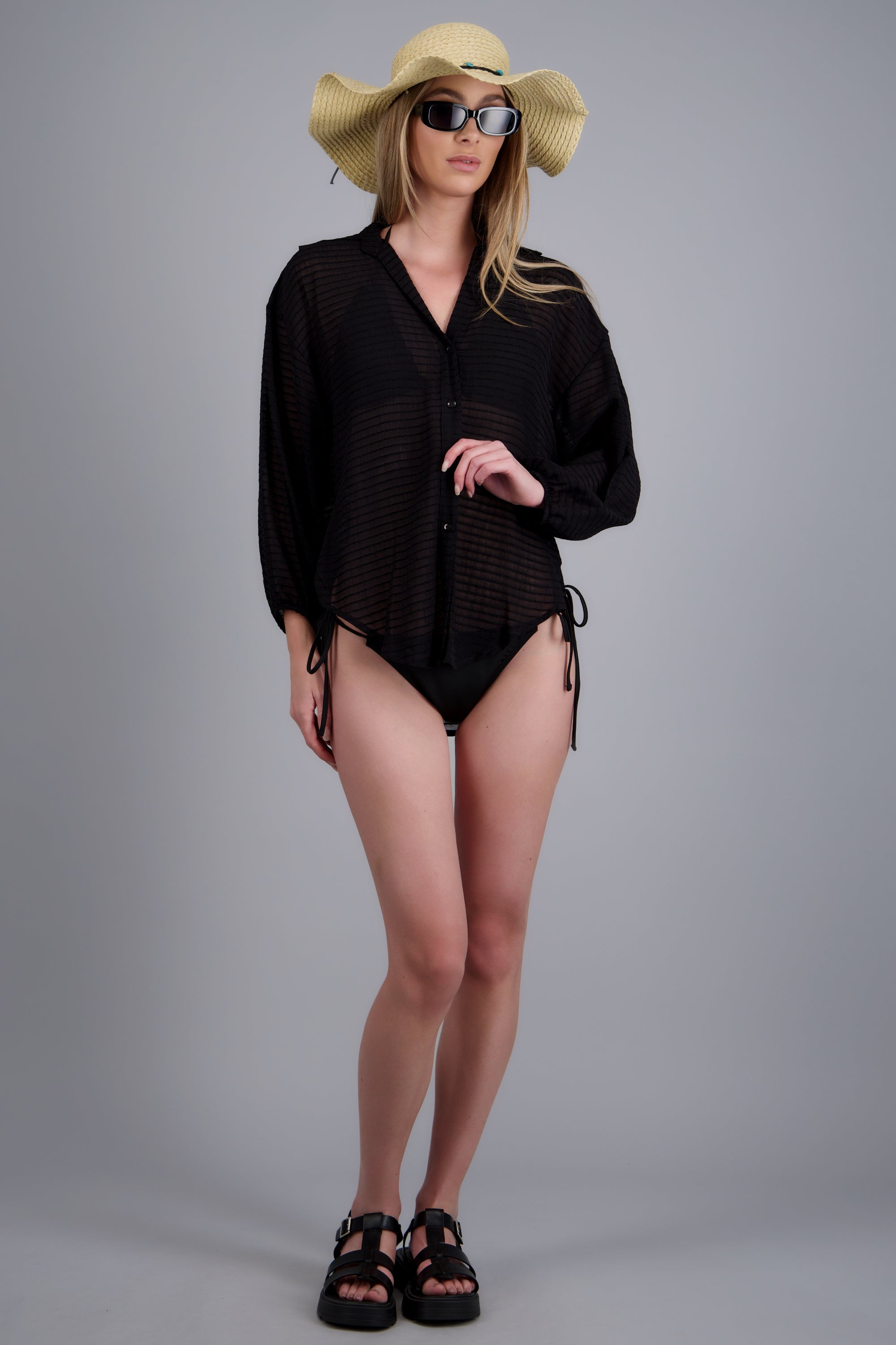 Camisa over ligera lineas NEGRO