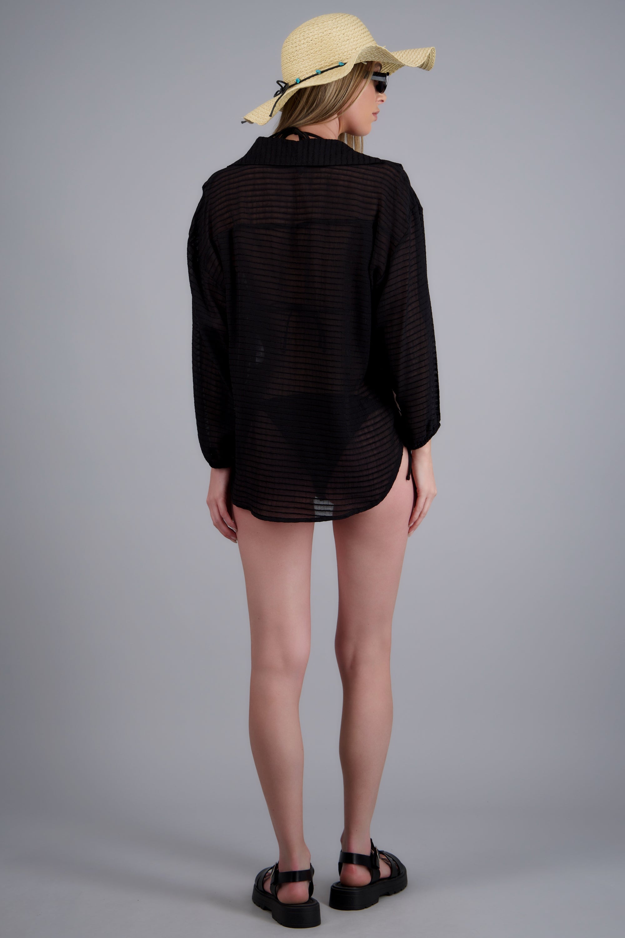 Camisa over ligera lineas NEGRO