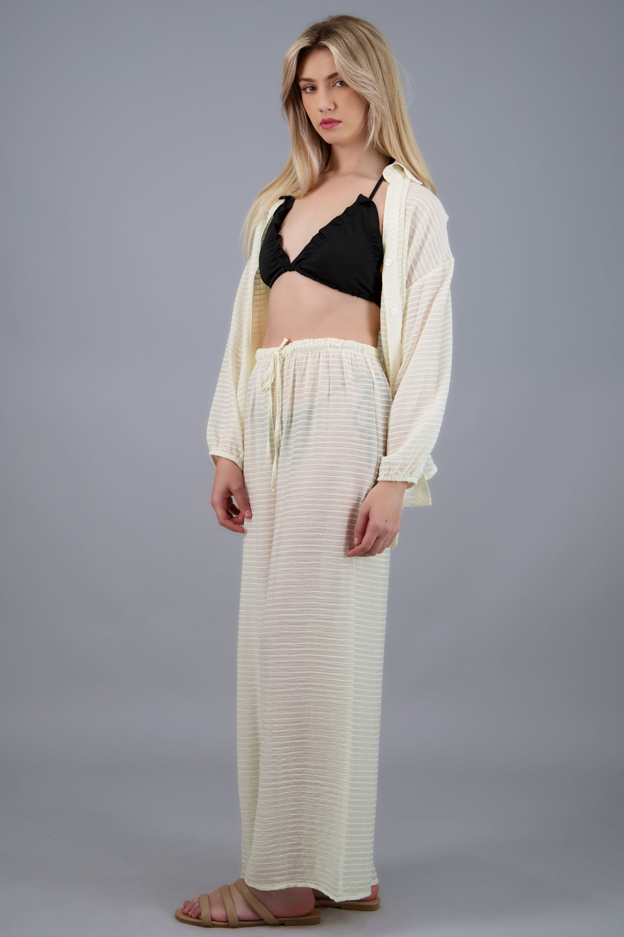 Pantalon ligero lineas HUESO