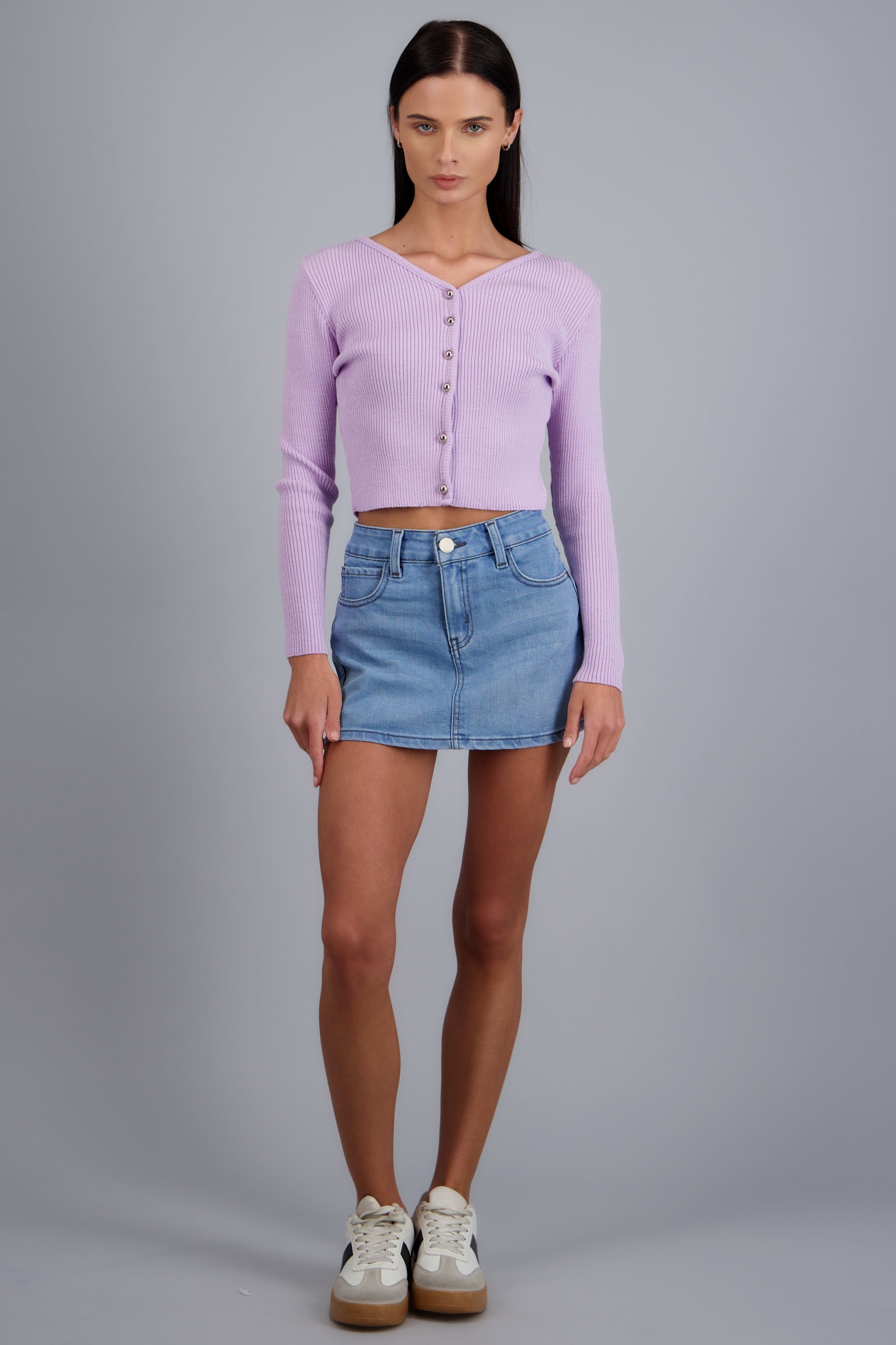 Cardigan ligero detalle botones LILA