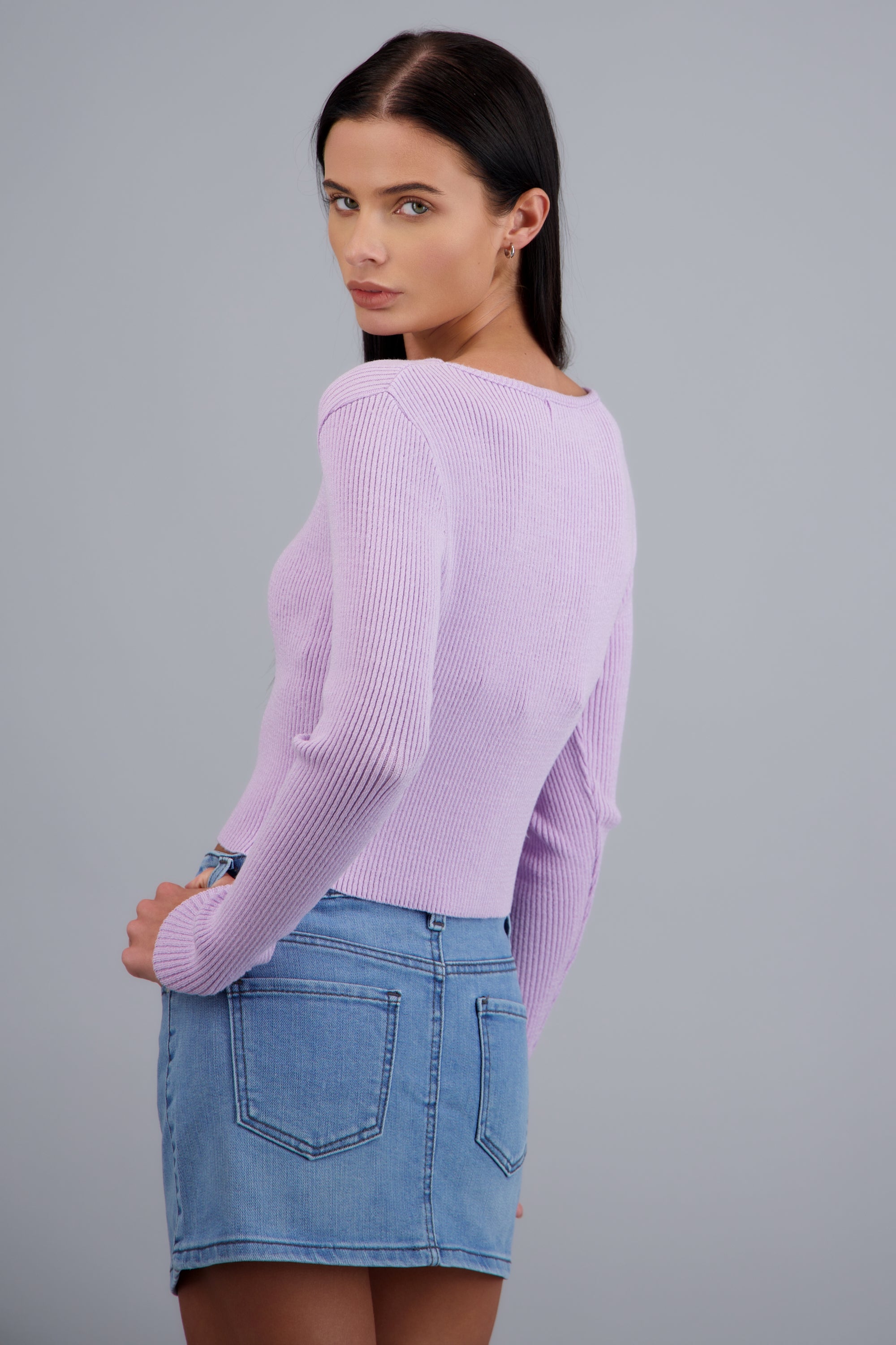 Cardigan ligero detalle botones LILA