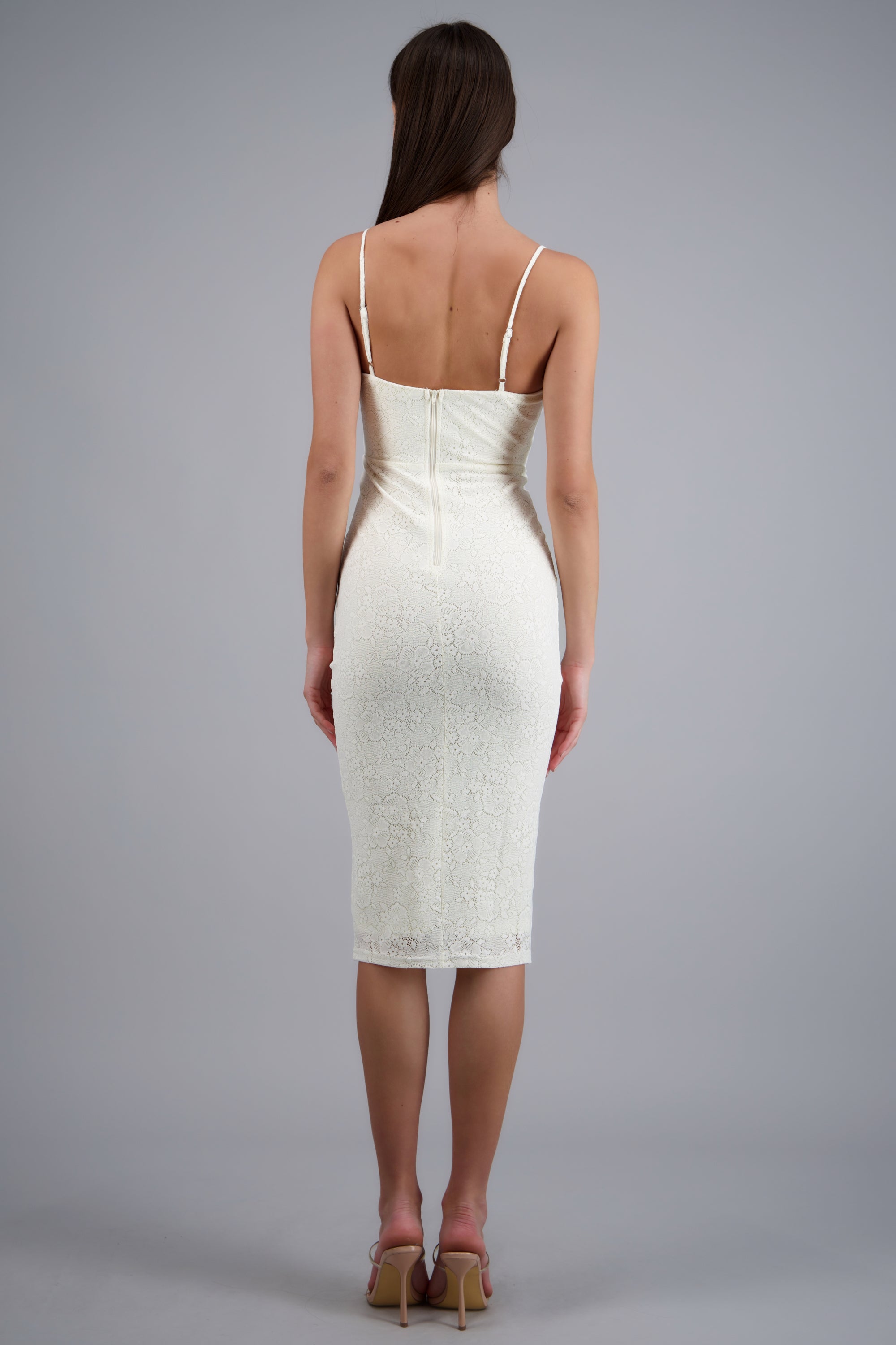 Vestido midi encaje HUESO