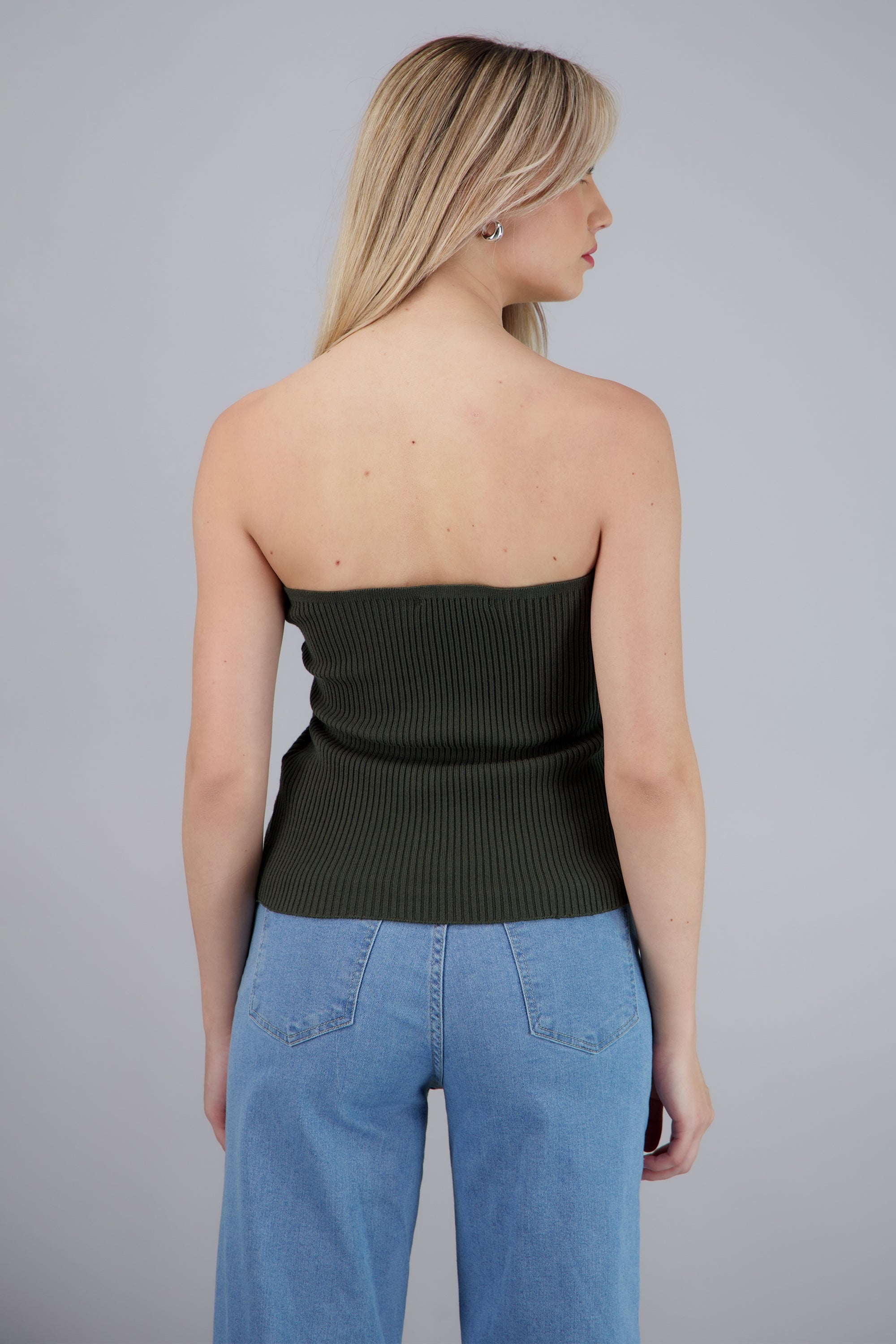 Top strapless detalle botones OLIVO