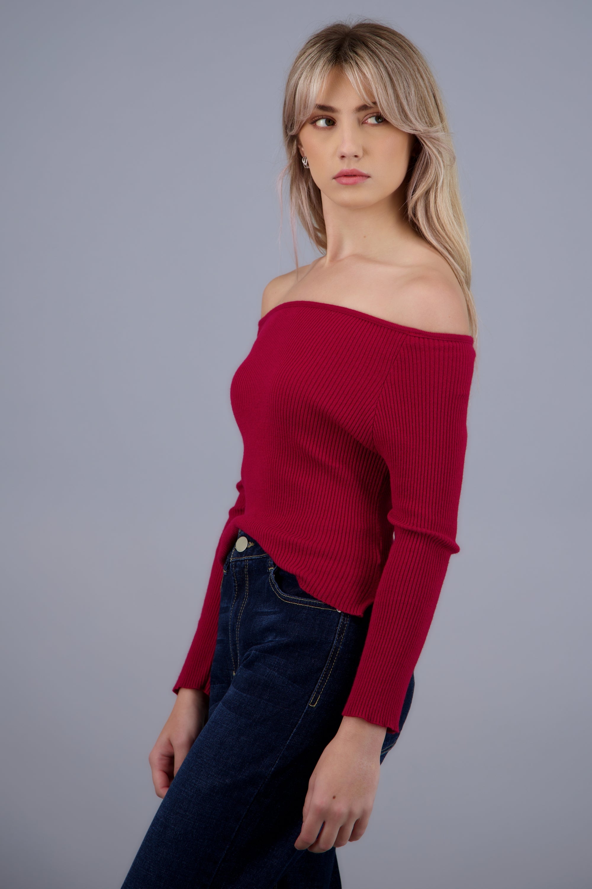 Top off shoulder detalle abertura ROJO
