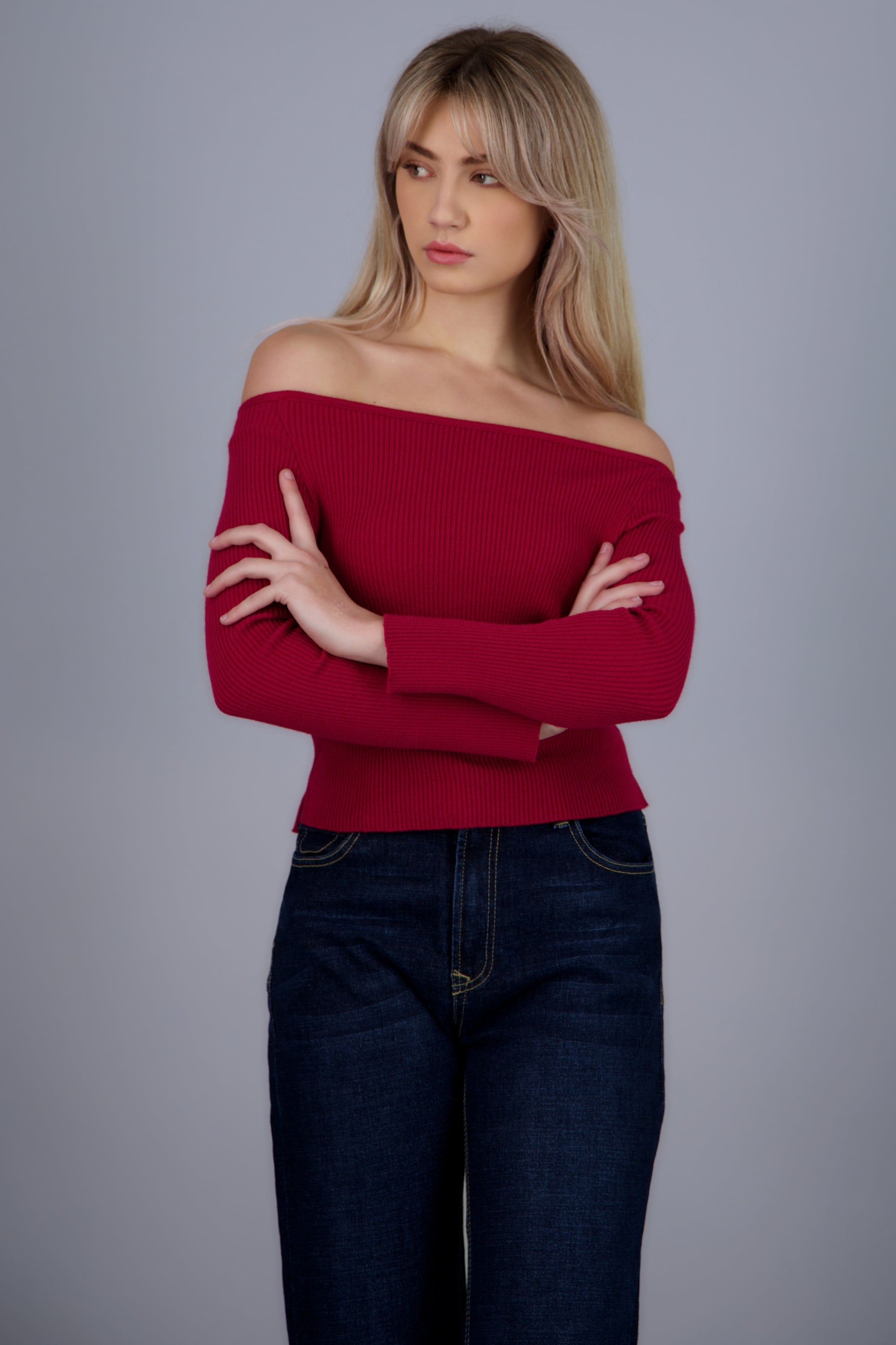 Top off shoulder detalle abertura ROJO