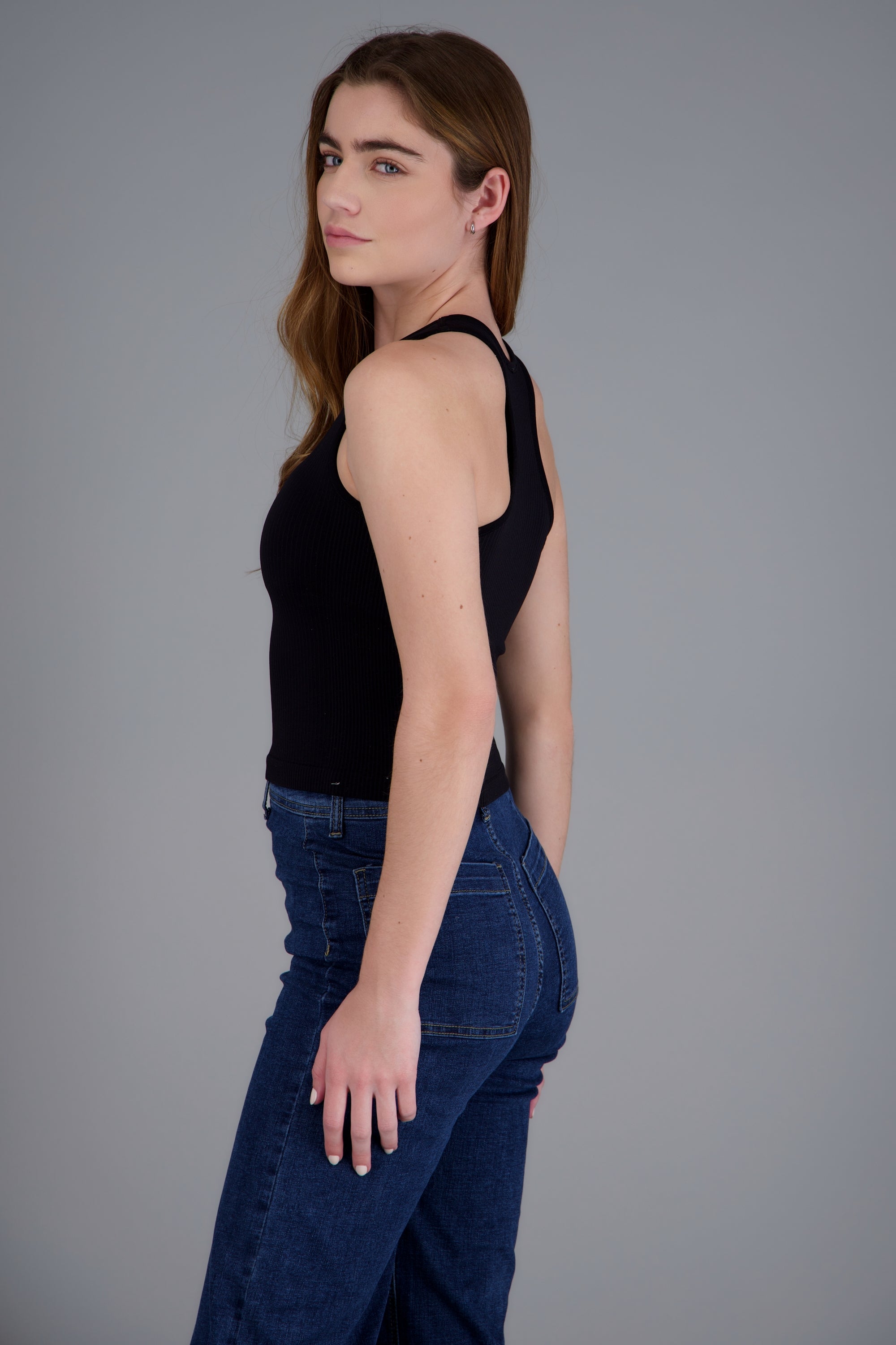tank top básica rib NEGRO