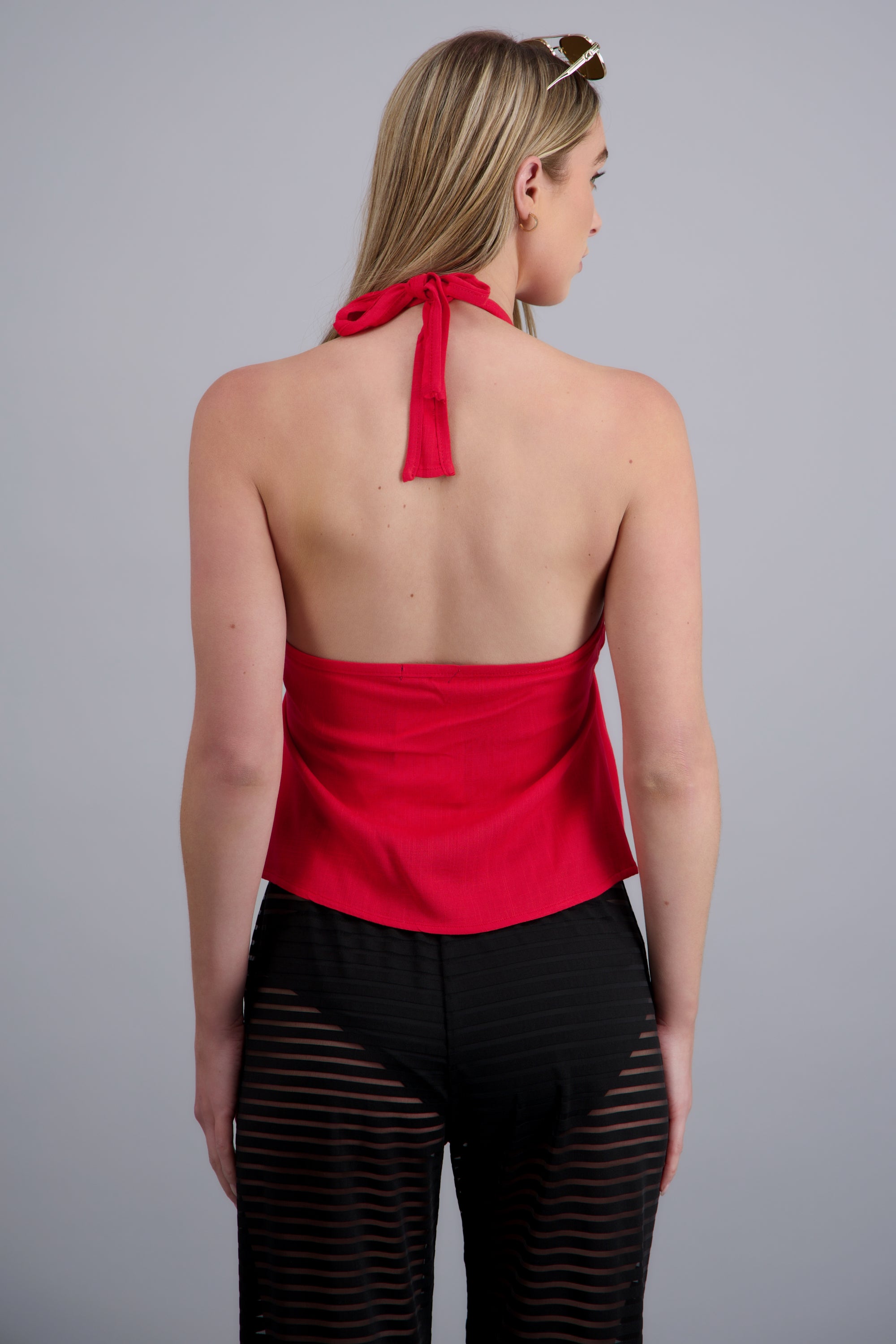 Top halter cuentas ROJO